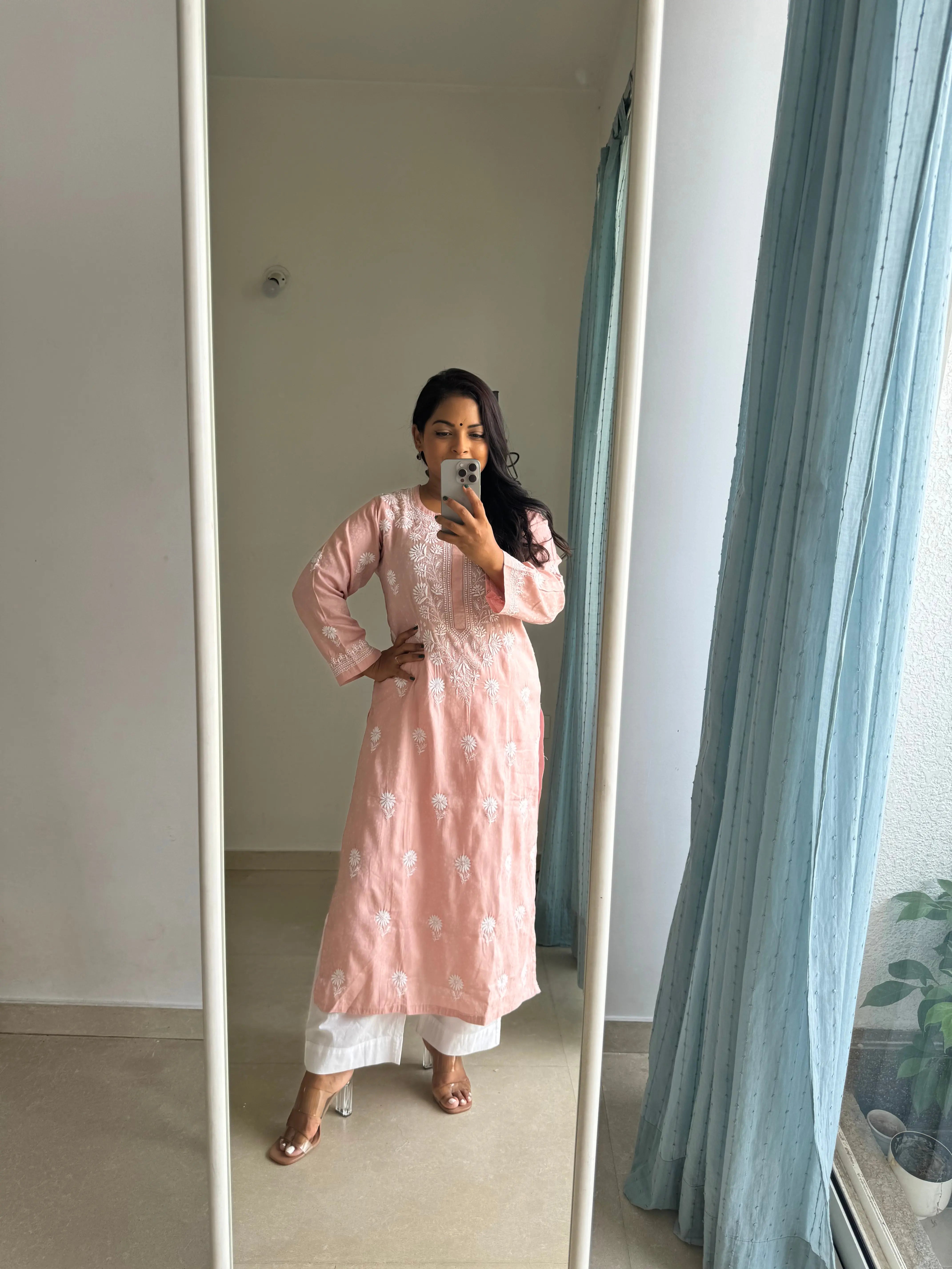 Cotton Chikankari Kurti -  Pink ARIAA CHIKANKARI 