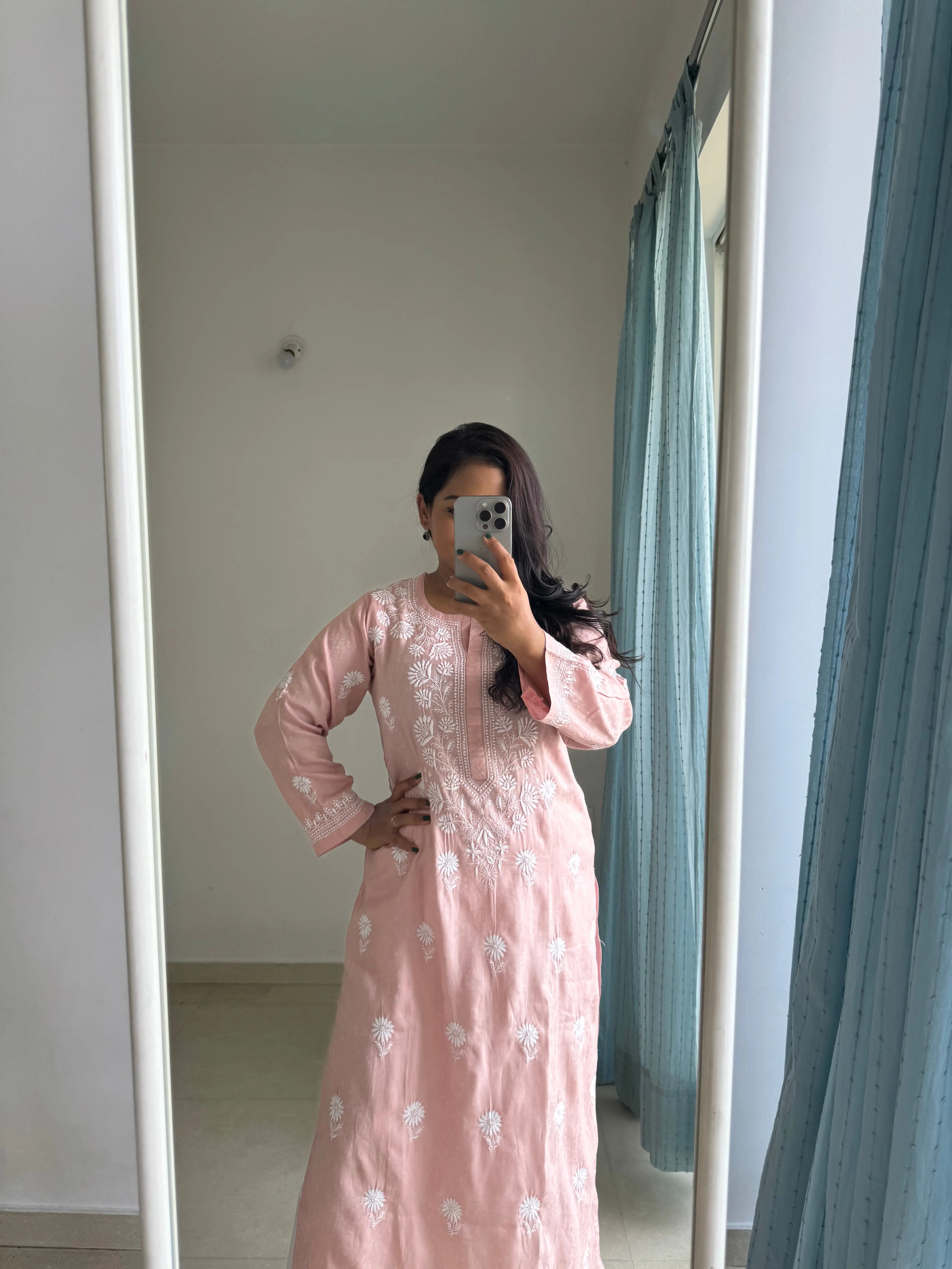 Cotton Chikankari Kurti -  Pink ARIAA CHIKANKARI 