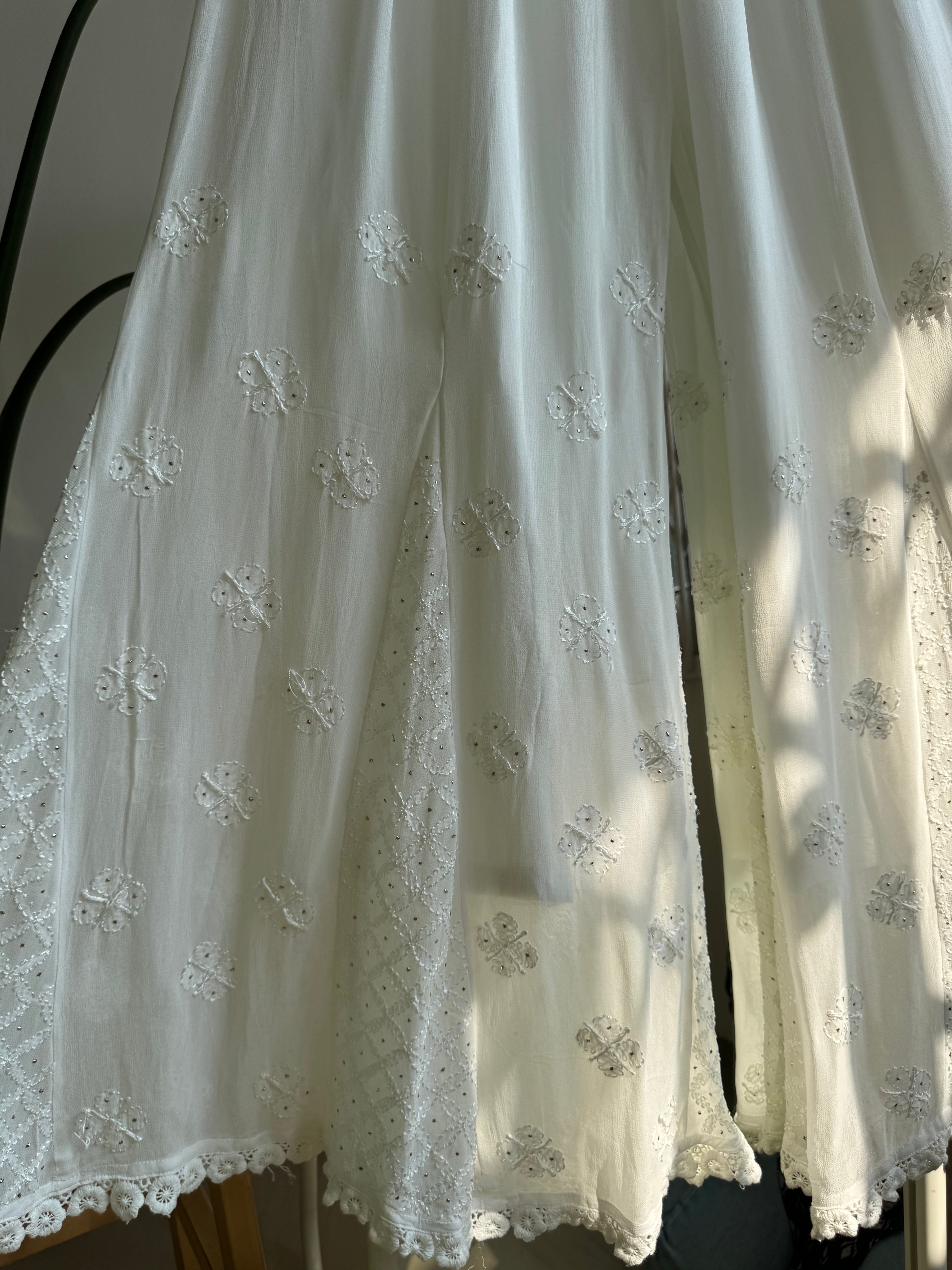 Chikankari Plazzo with mukaish - Flare ARIAA CHIKANKARI 
