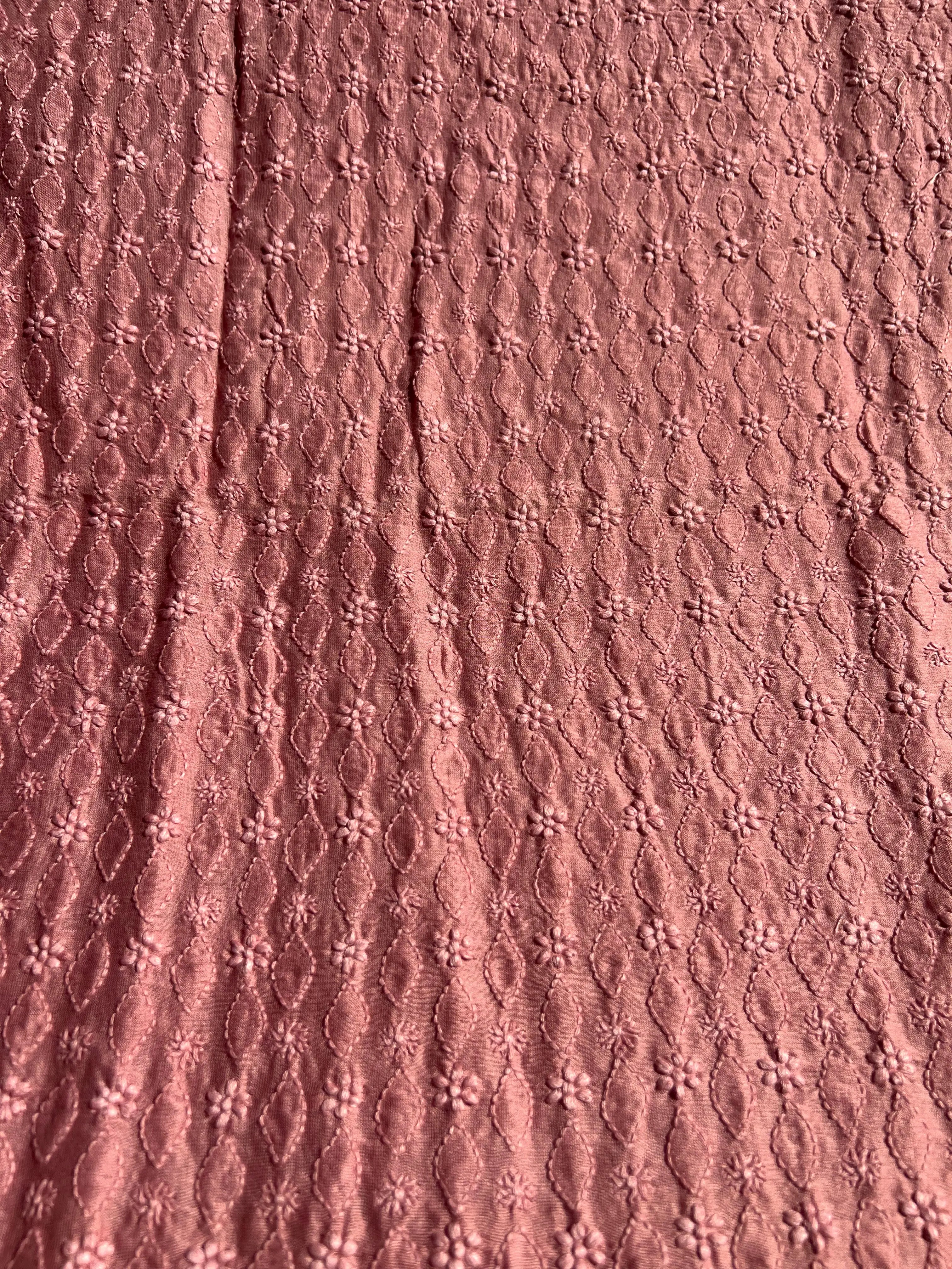 Chanderi Chikankari Kurta Length - Mens- Rosewood ARIAA CHIKANKARI 