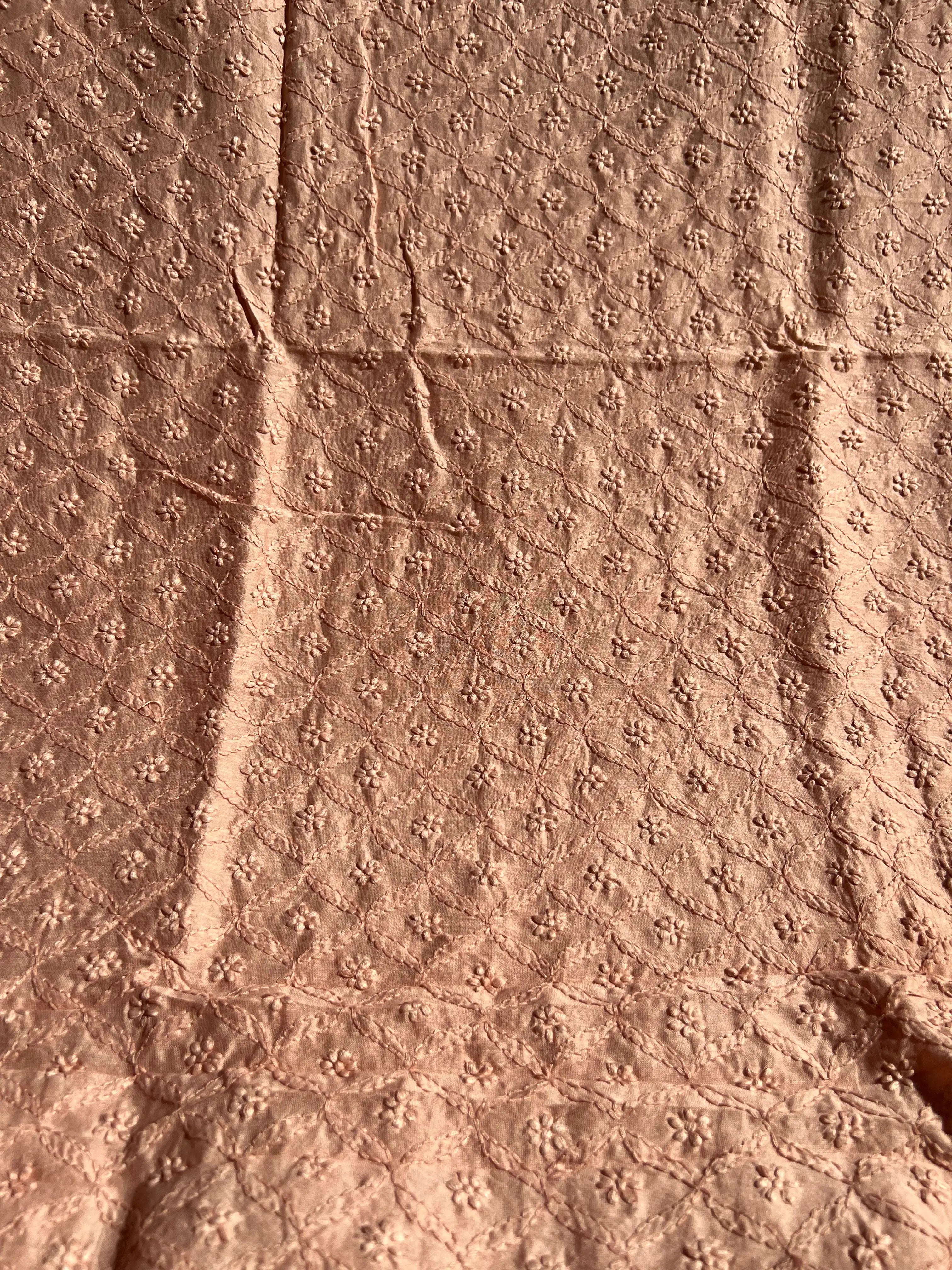 Chanderi Chikankari Kurta Length - Mens-Beige ARIAA CHIKANKARI 
