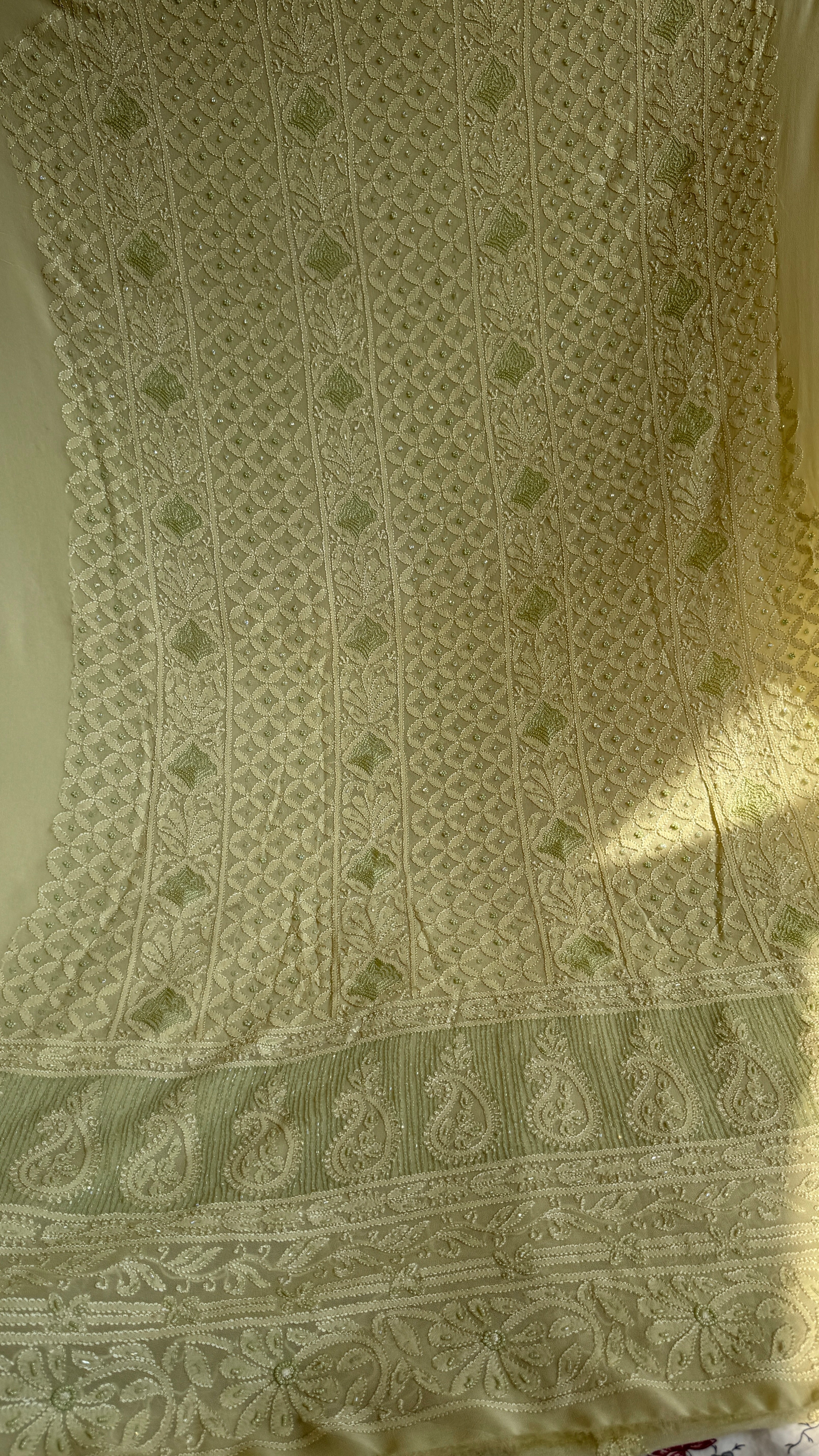 Viscose Chikankari Length with Dupatta - Sheen Green