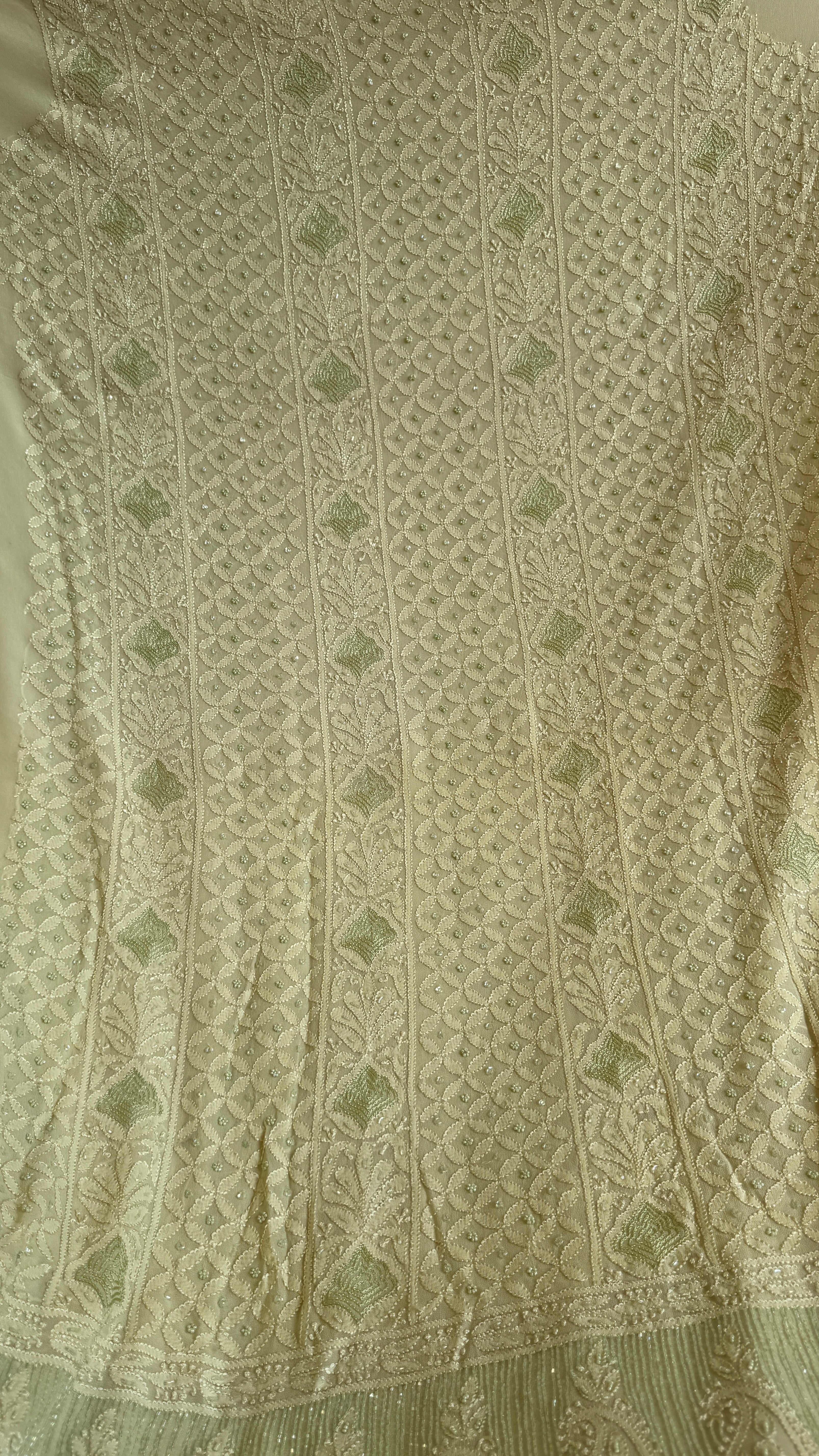 Viscose Chikankari Length with Dupatta - Sheen Green