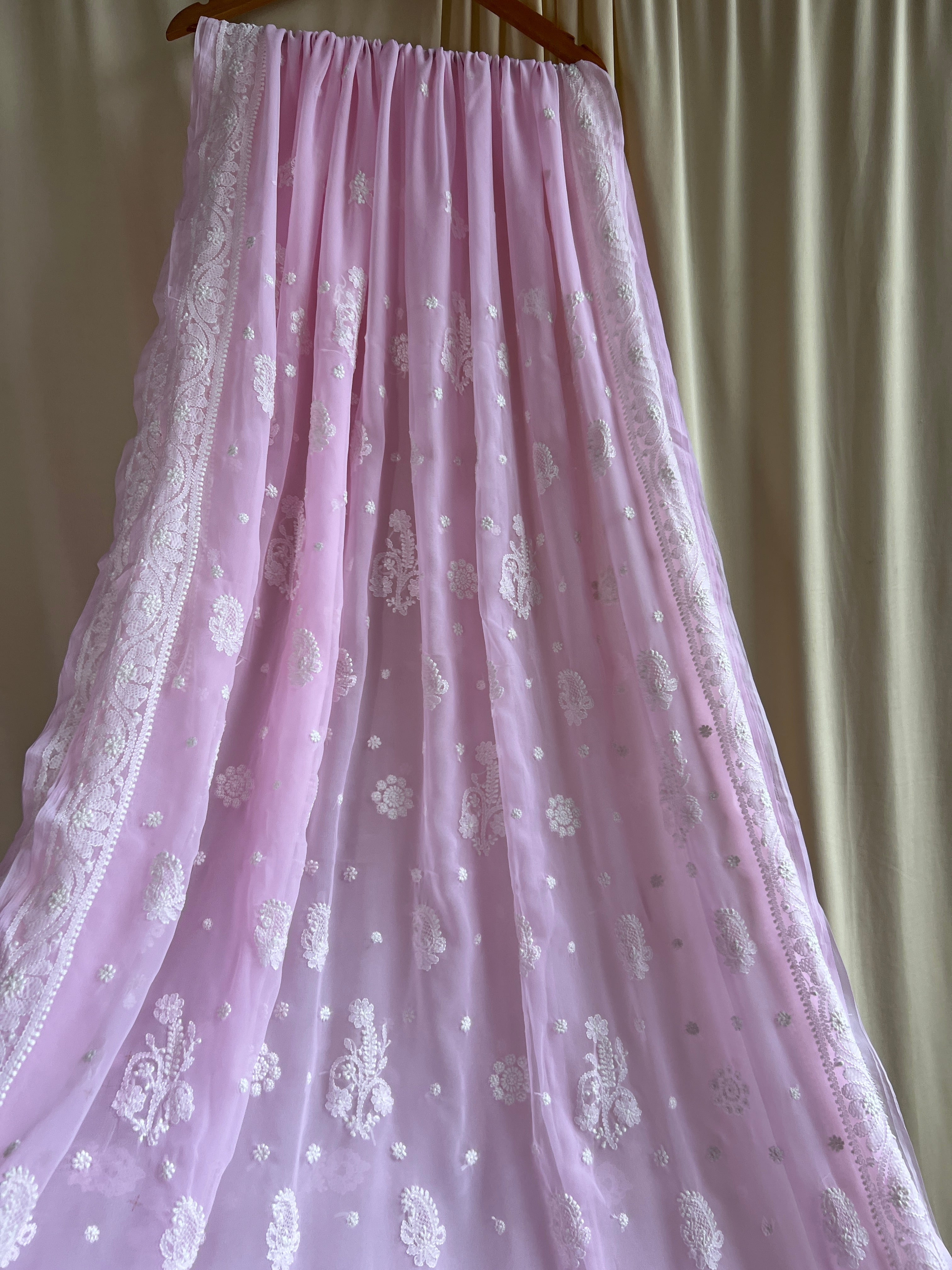 Georgette Chikankari saree in Pink ARIAA CHIKANKARI 