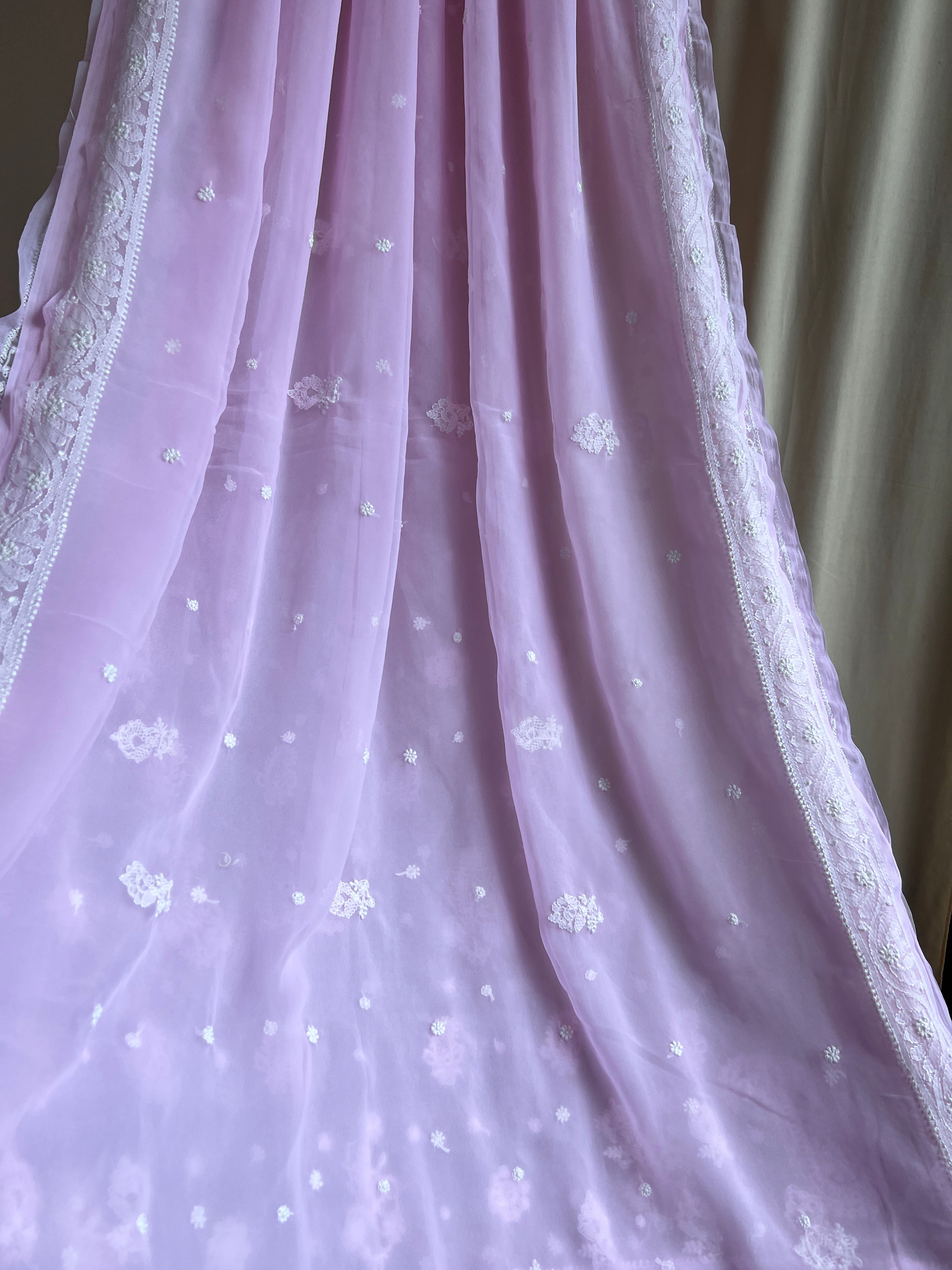 Georgette Chikankari saree in Pink ARIAA CHIKANKARI 