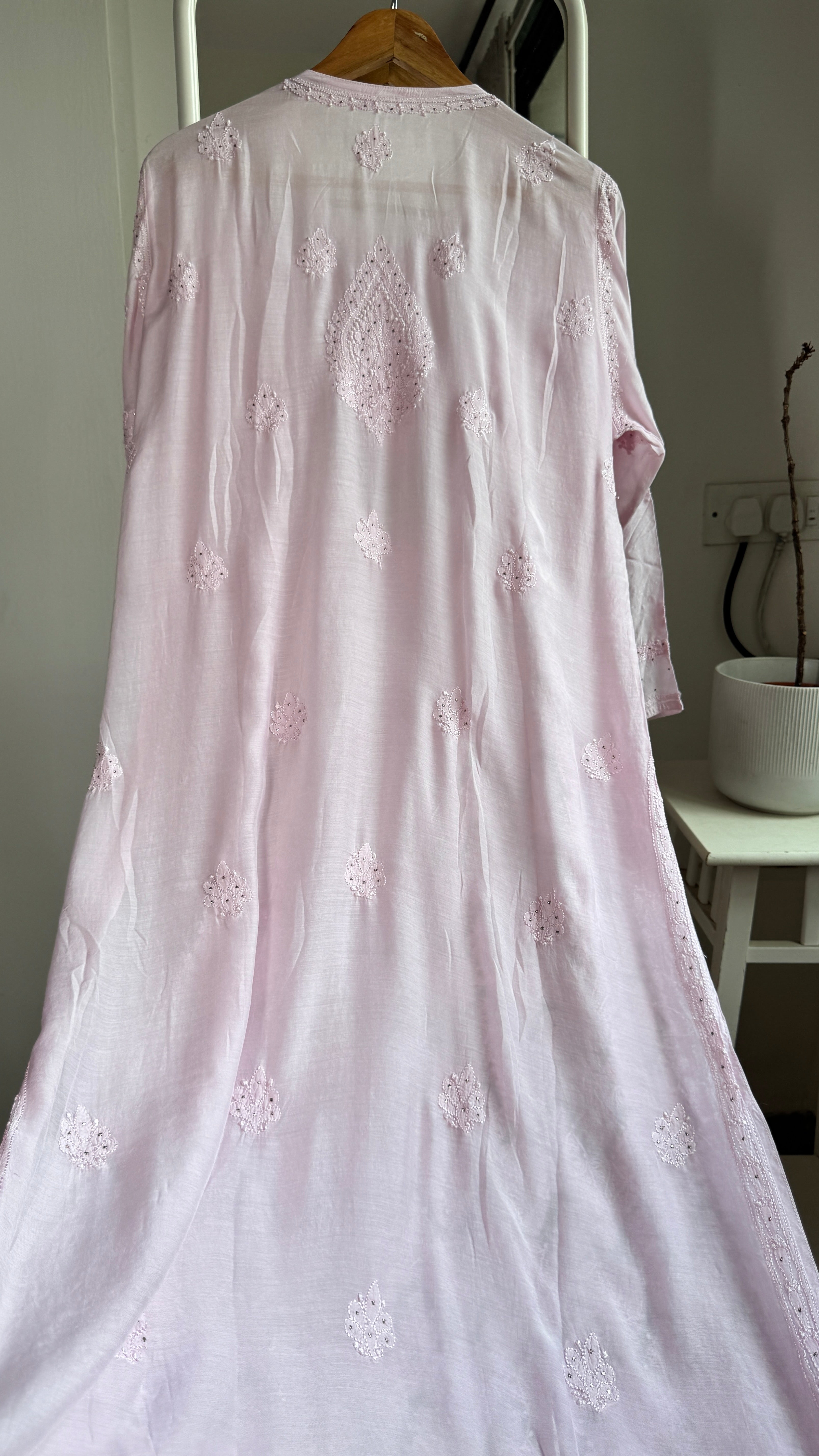 Muslin Chikankari Full Jaal Kurti with Mukaish work - Pink - Aayat Collection