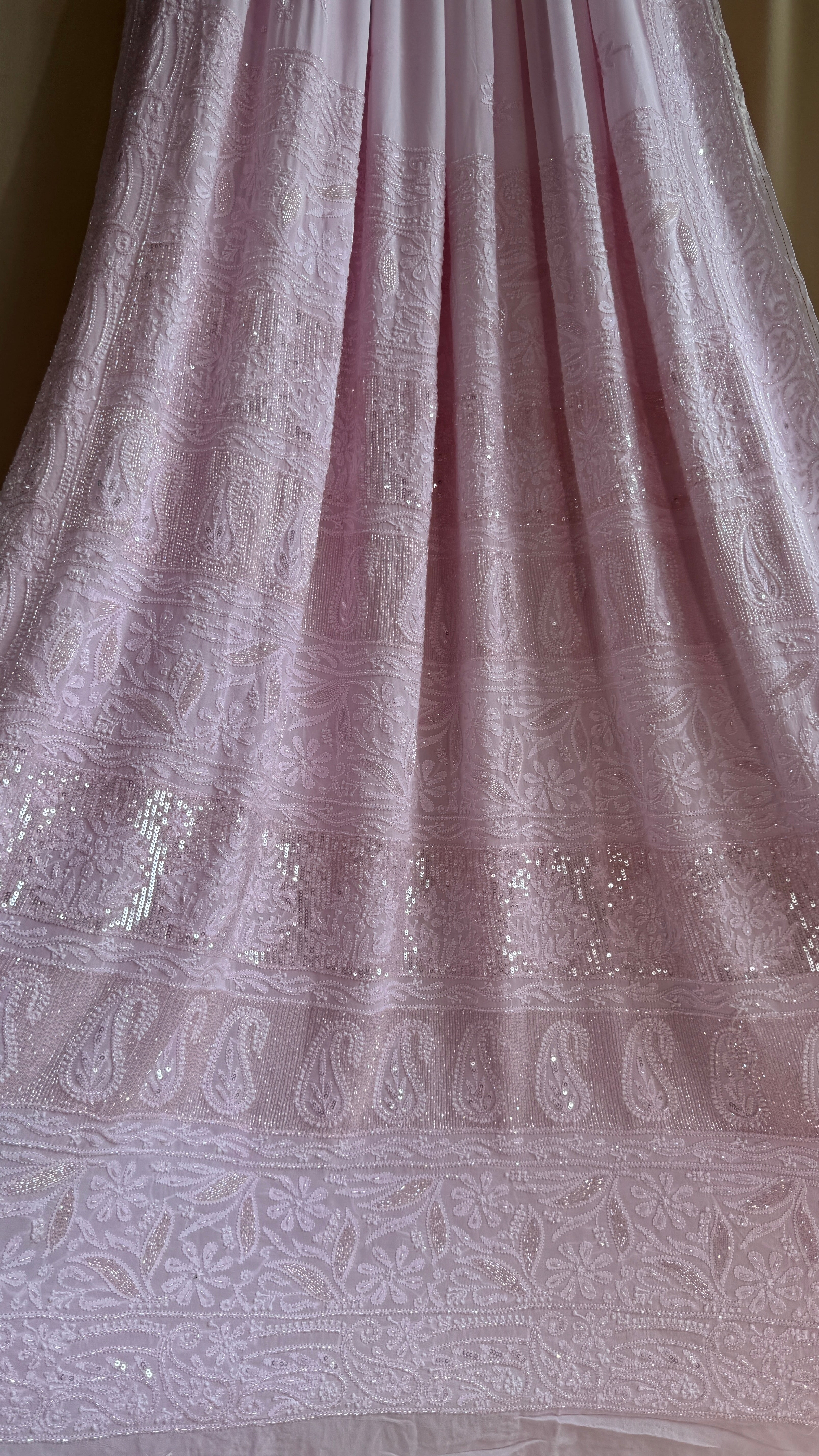 Viscose Chikankari saree with Pearl embellishments - Pink