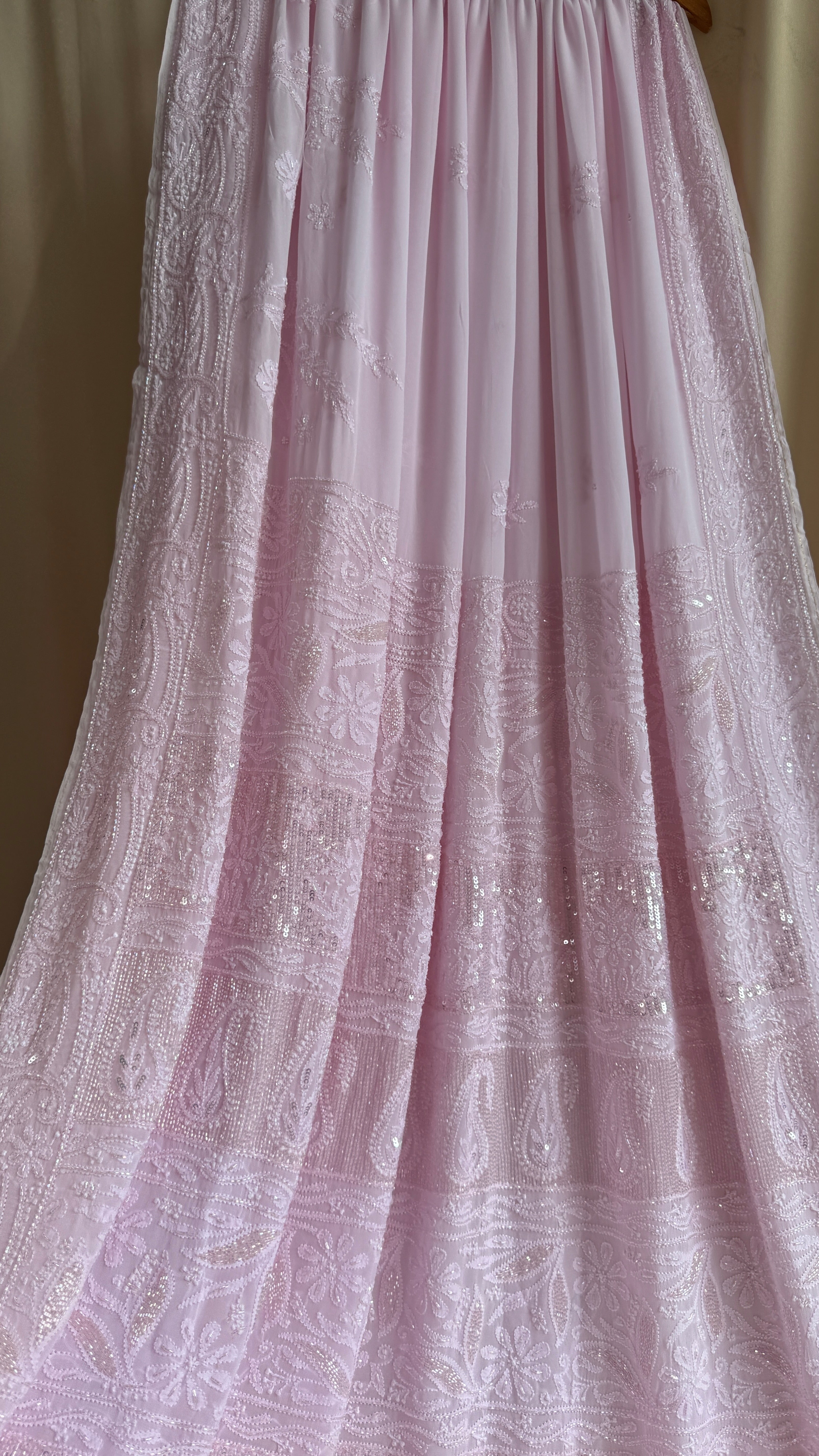 Viscose Chikankari saree with Pearl embellishments - Pink