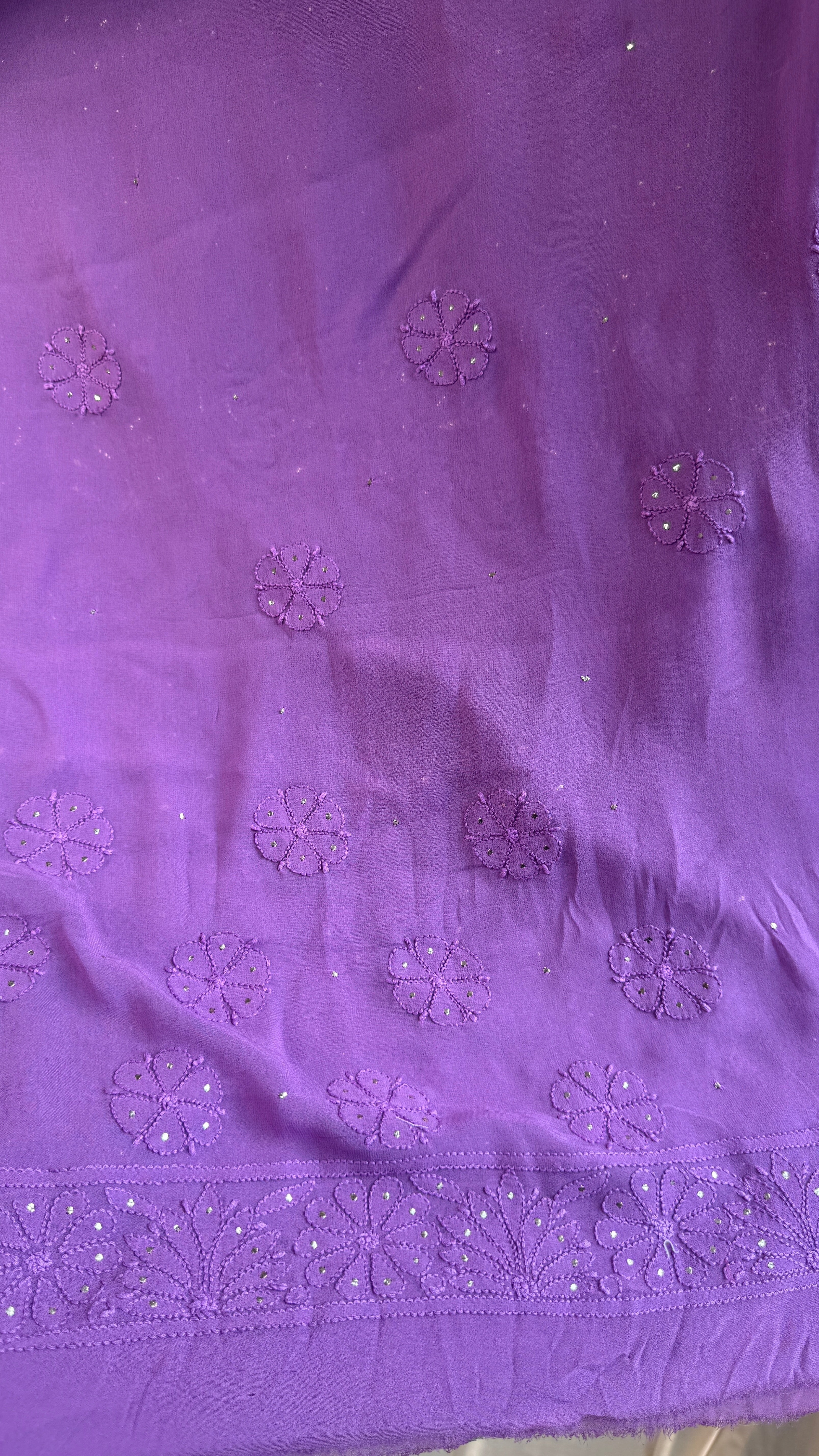 Viscose Plum Mauve Chikankari saree with Mukaish Work