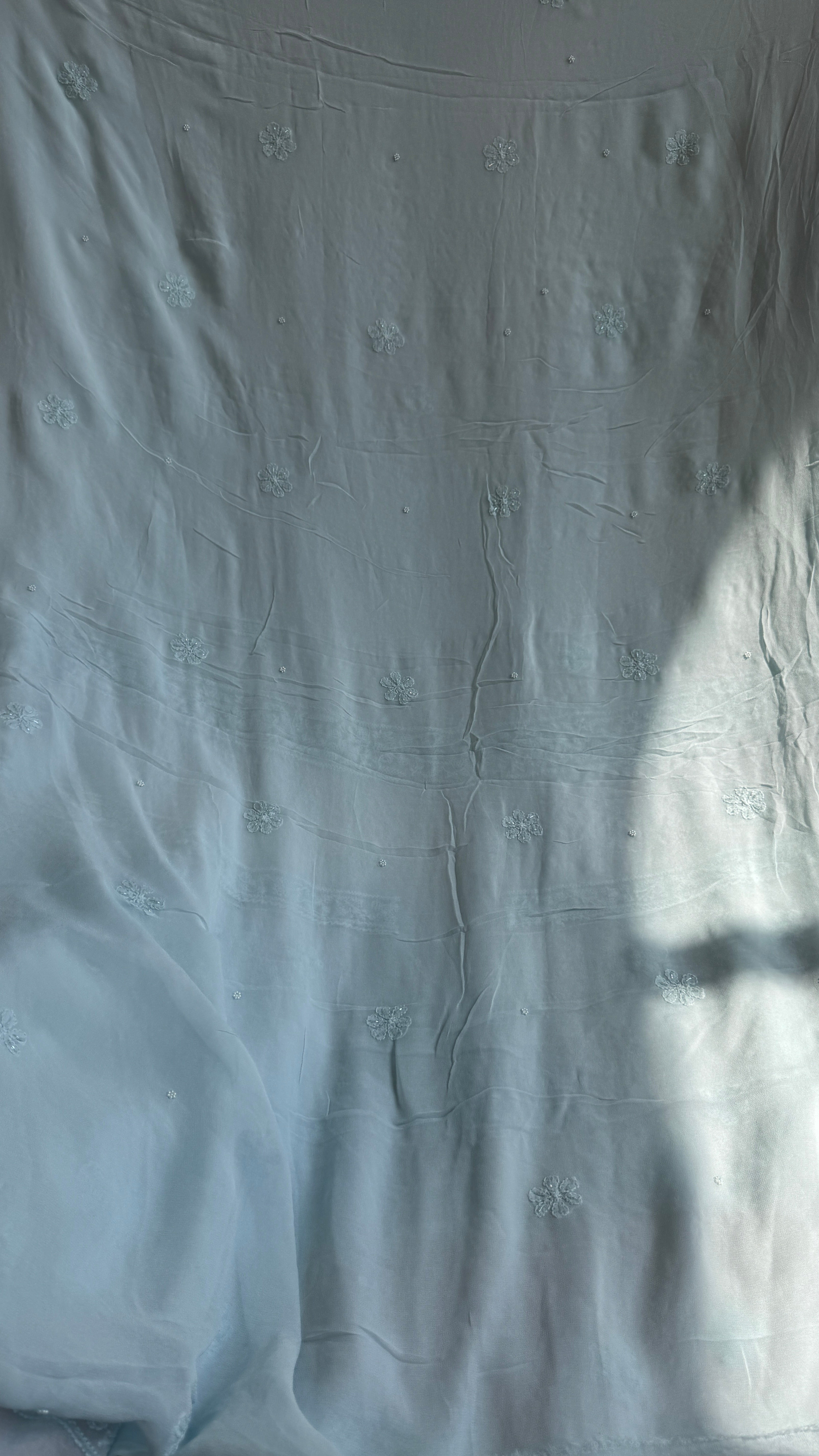 Viscose Chikankari Length with Dupatta - Cyan Green