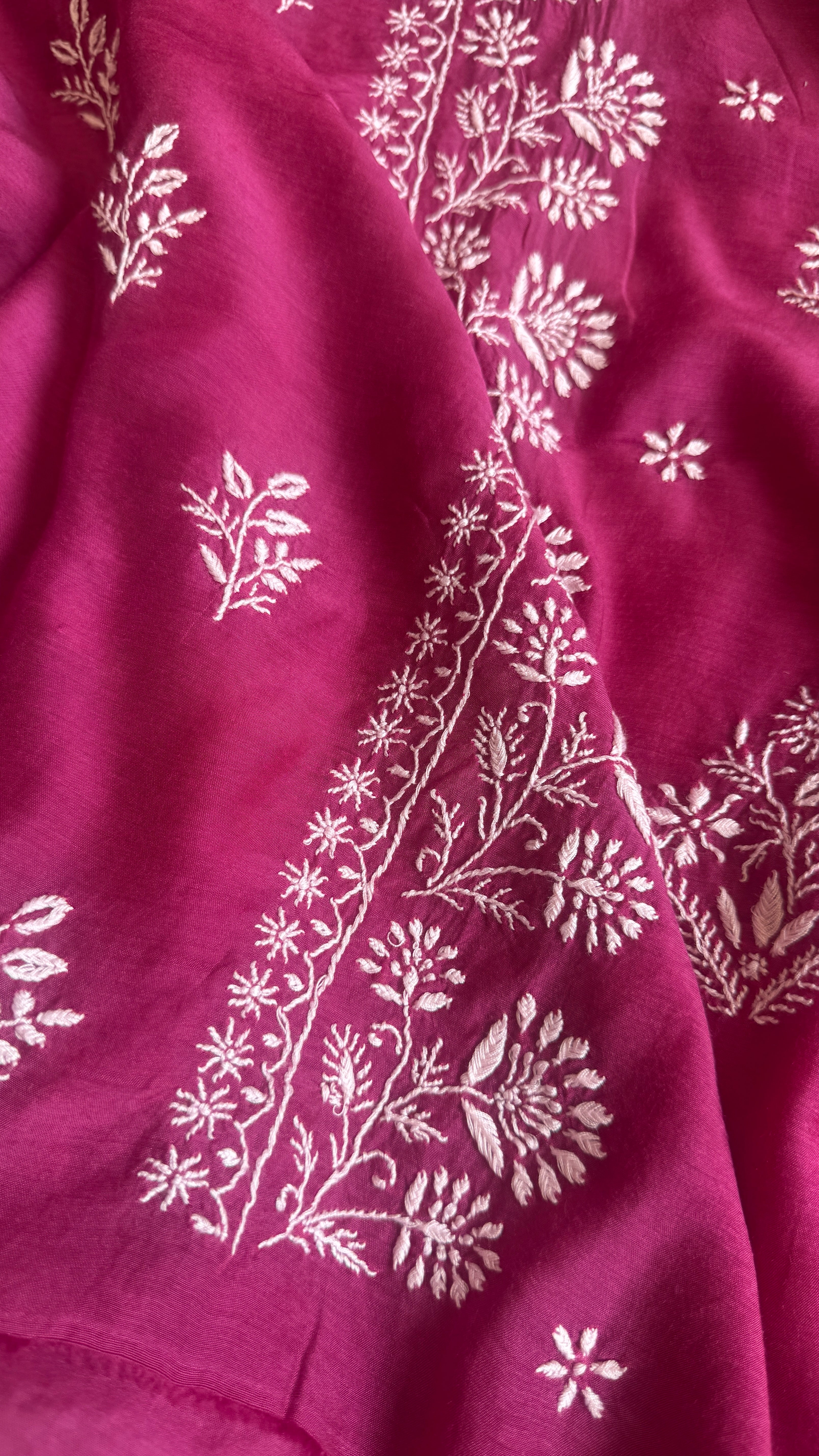 Pure Muslin kurti Length unstitched - Berry Pink