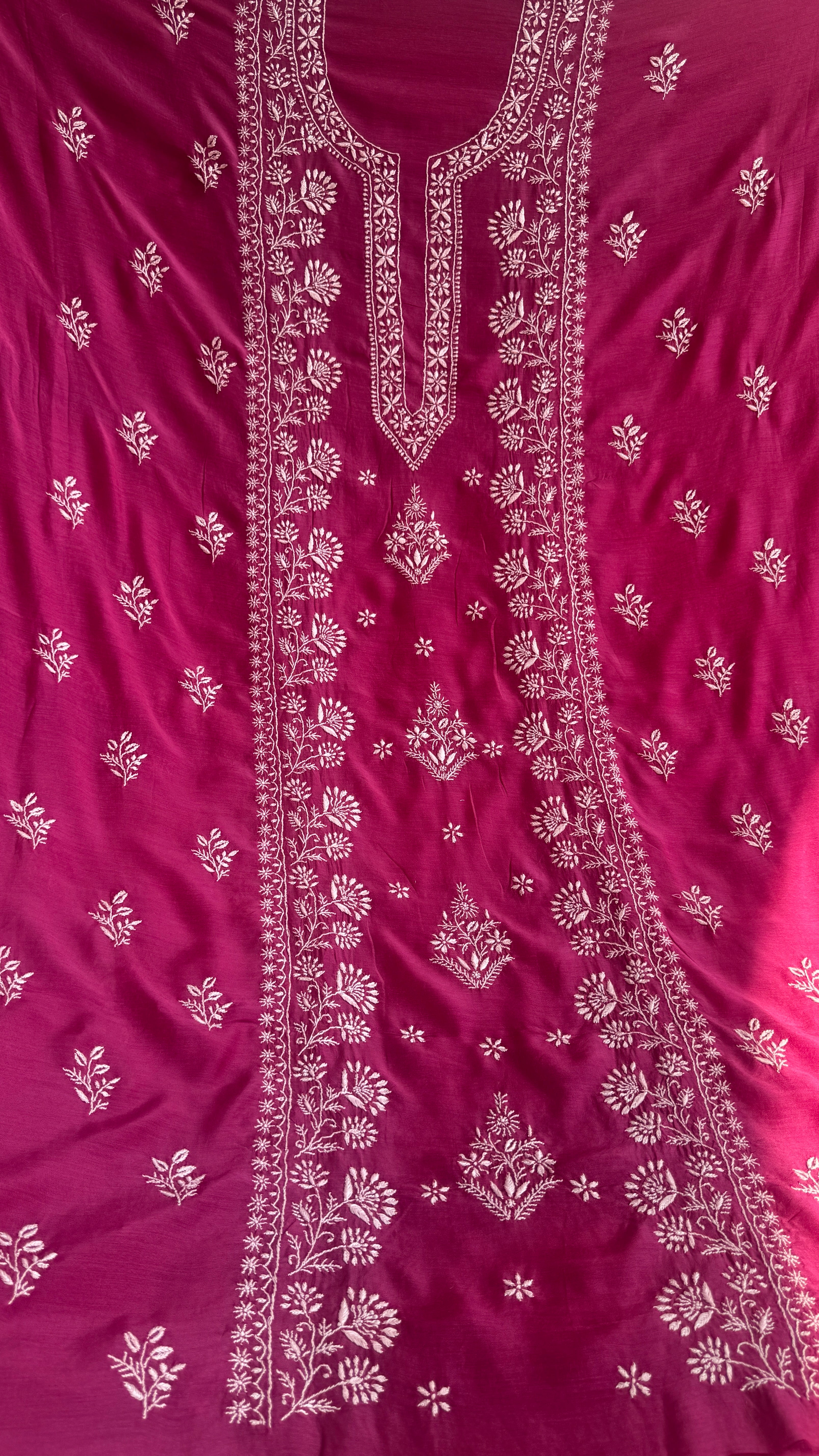 Pure Muslin kurti Length unstitched - Berry Pink