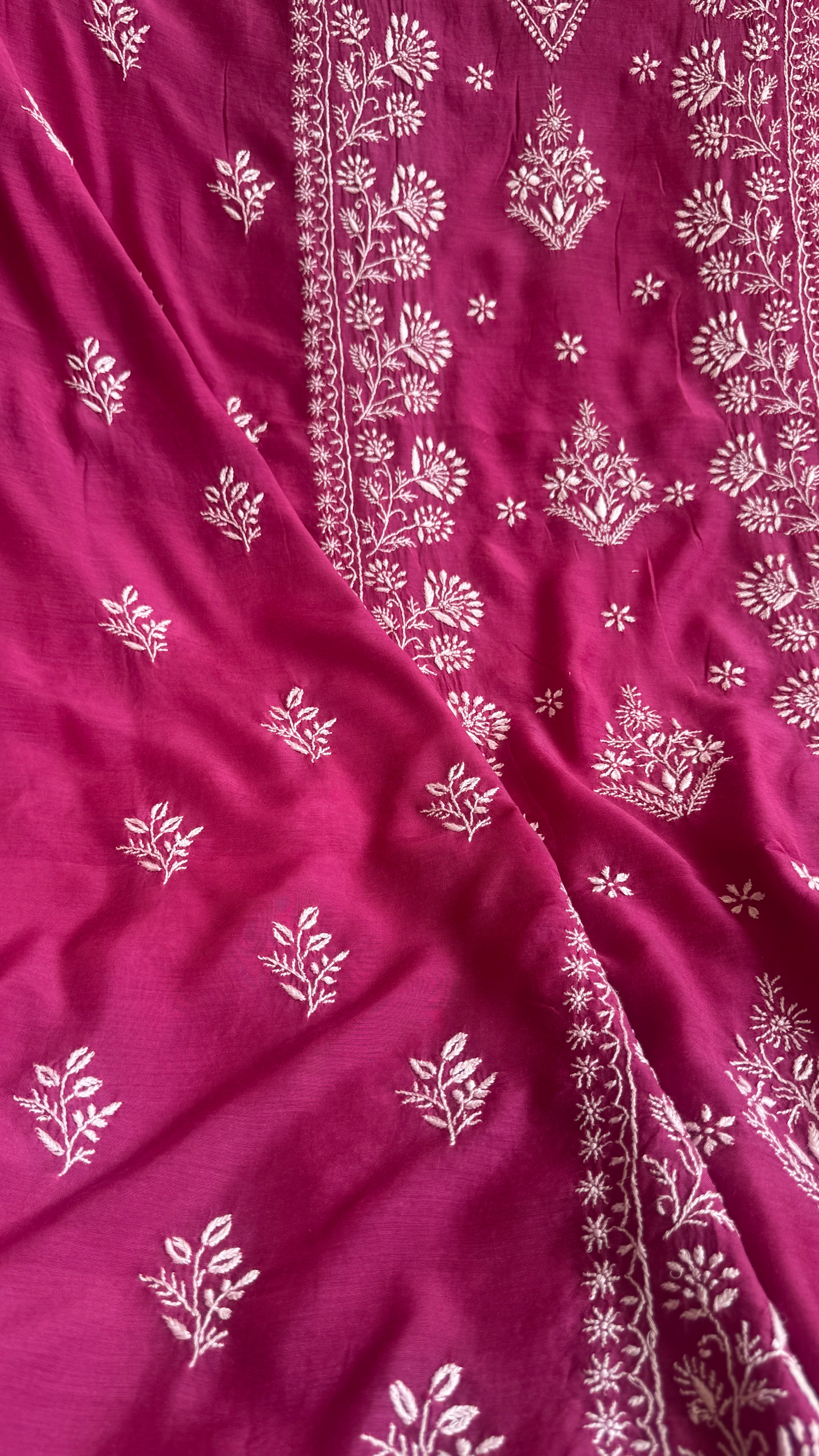 Pure Muslin kurti Length unstitched - Berry Pink