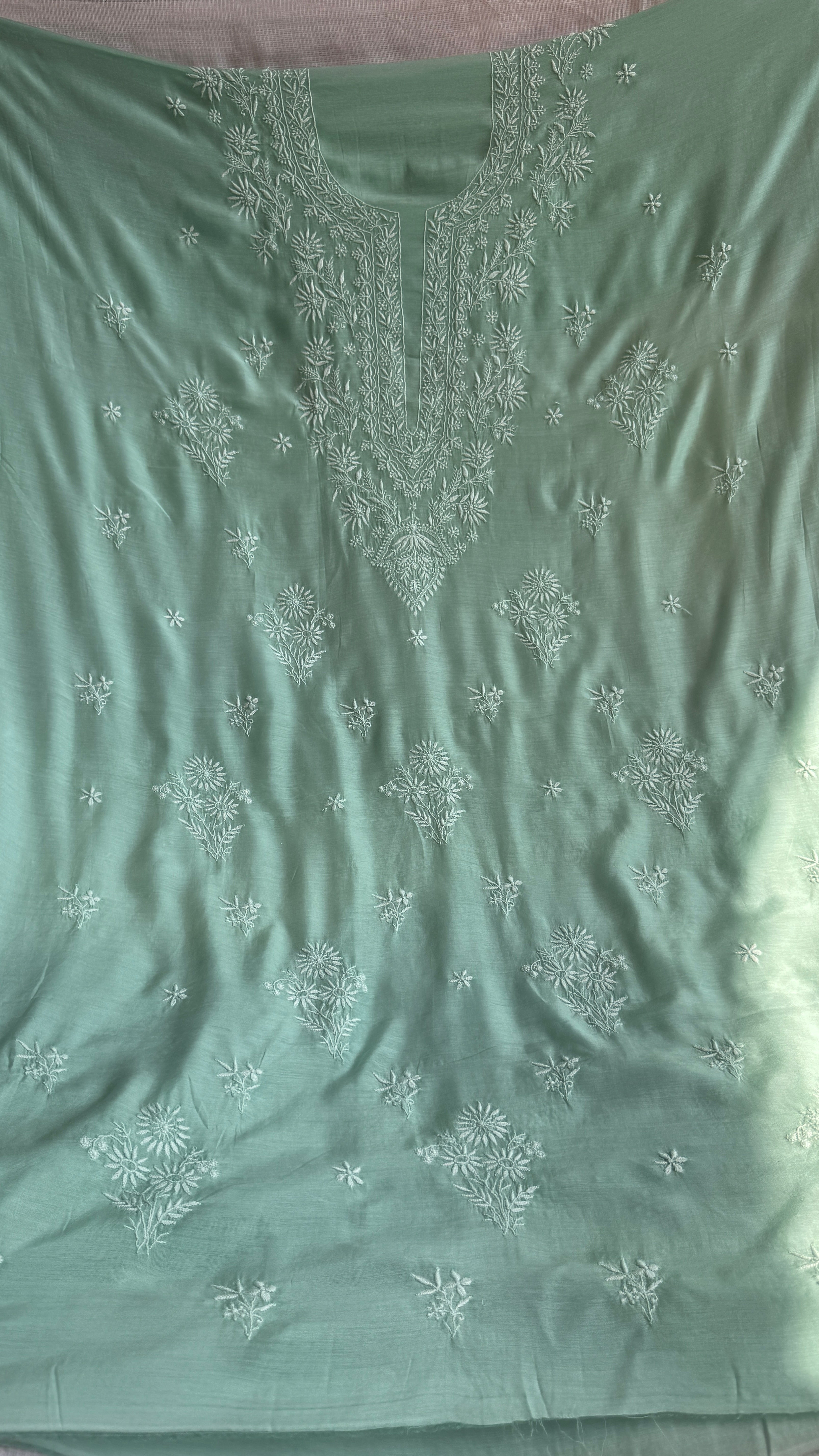 Pure Muslin kurti Length unstitched - Green