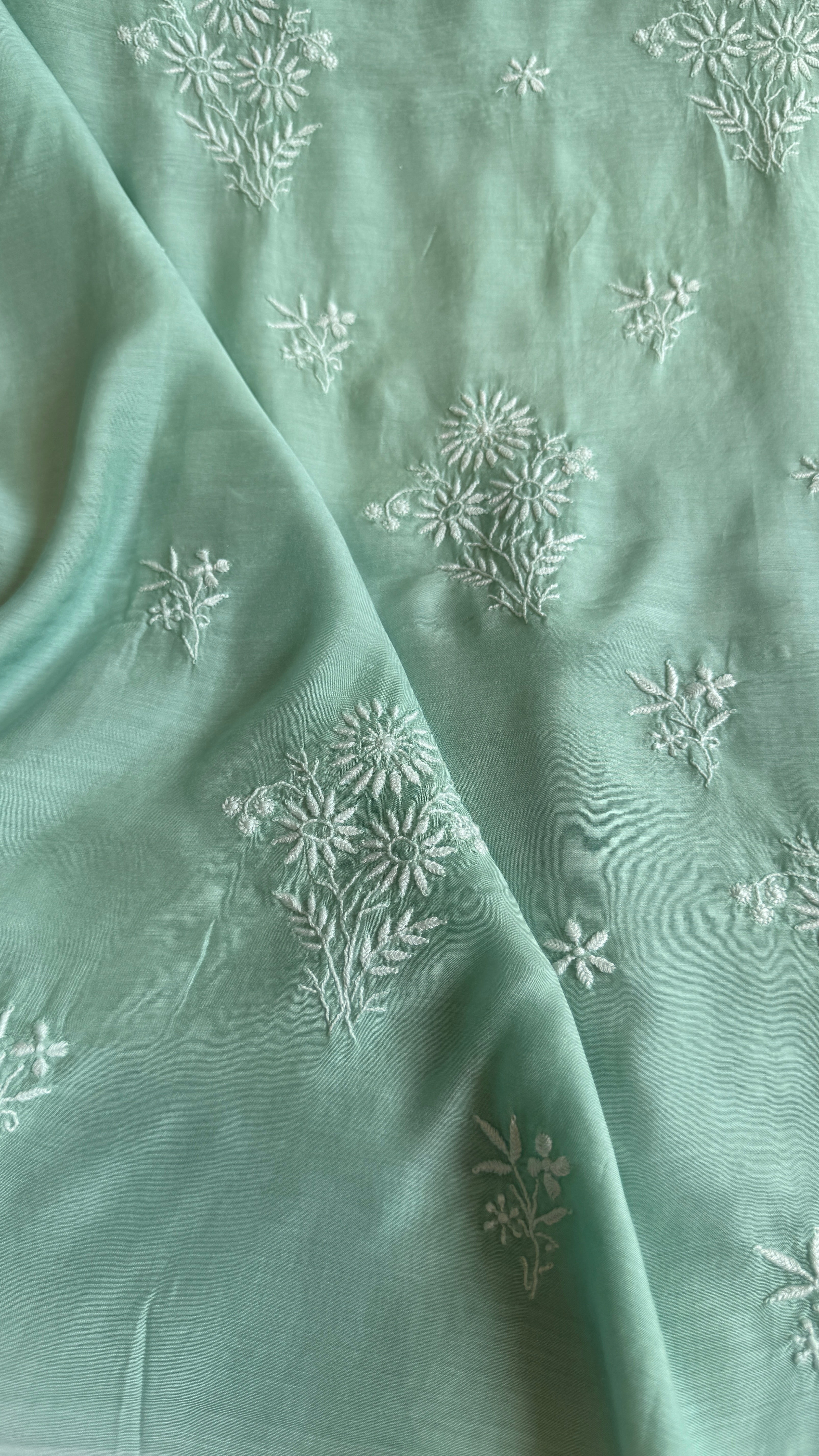 Pure Muslin kurti Length unstitched - Green