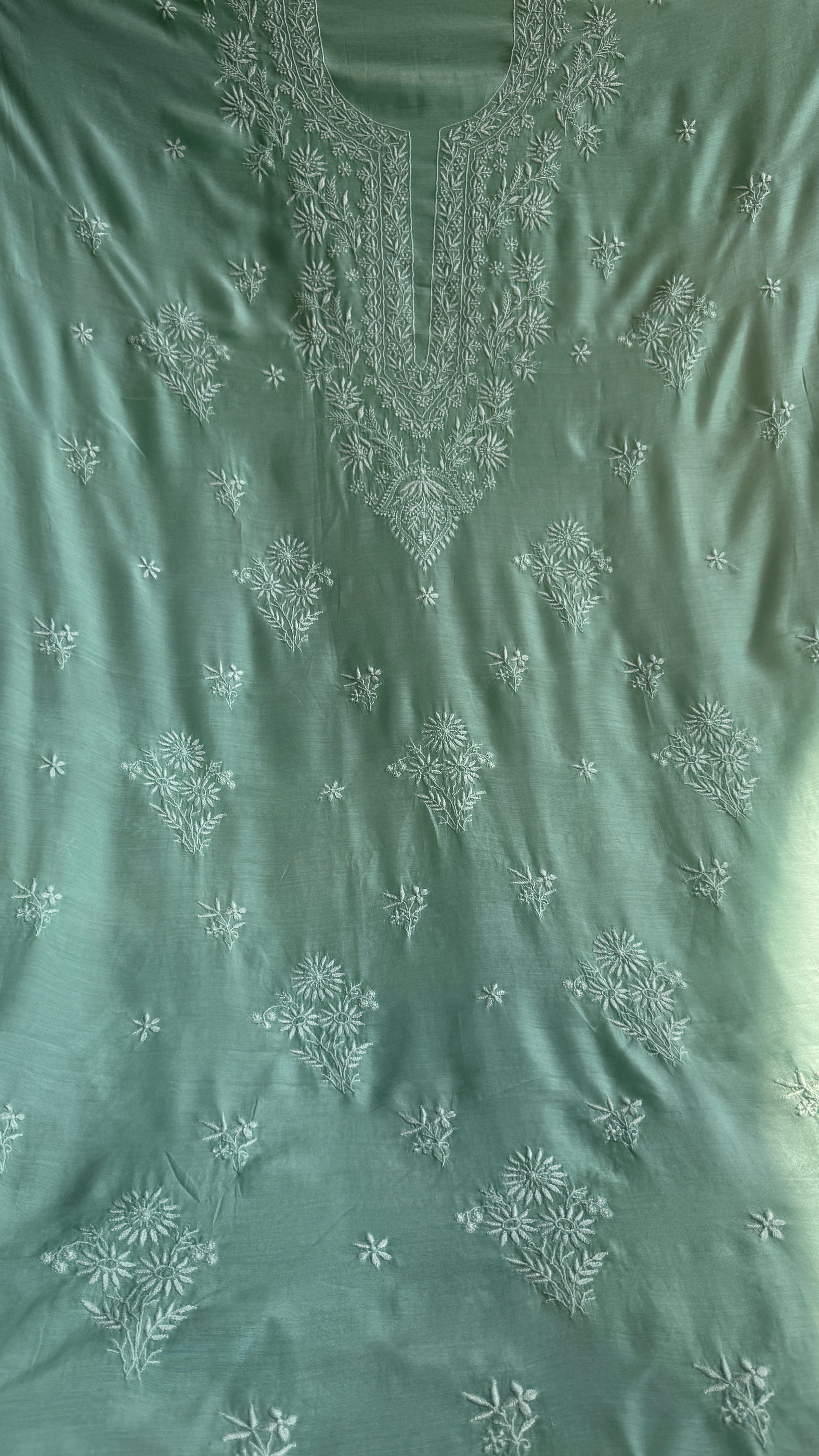 Pure Muslin kurti Length unstitched - Green