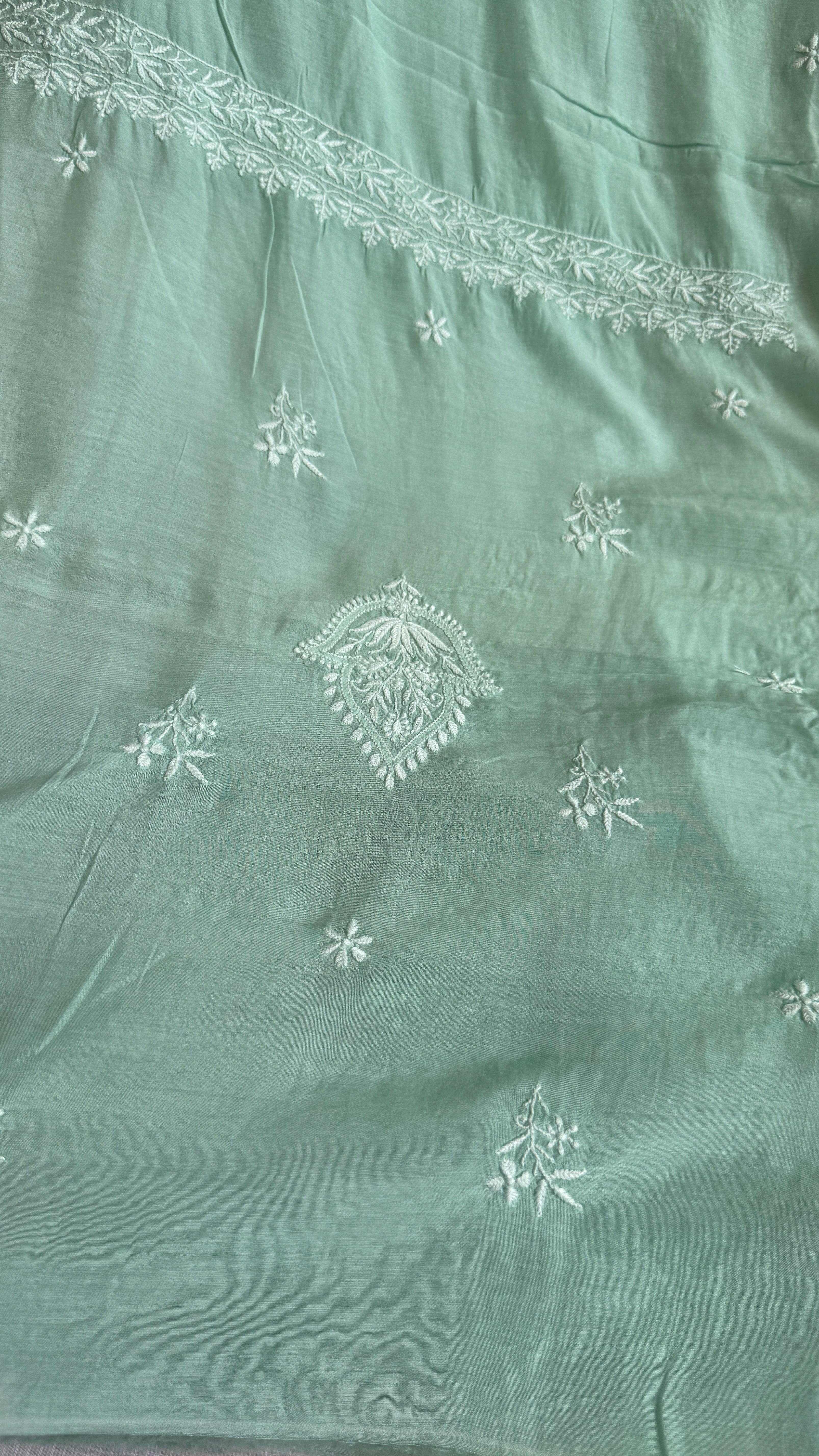 Pure Muslin kurti Length unstitched - Green