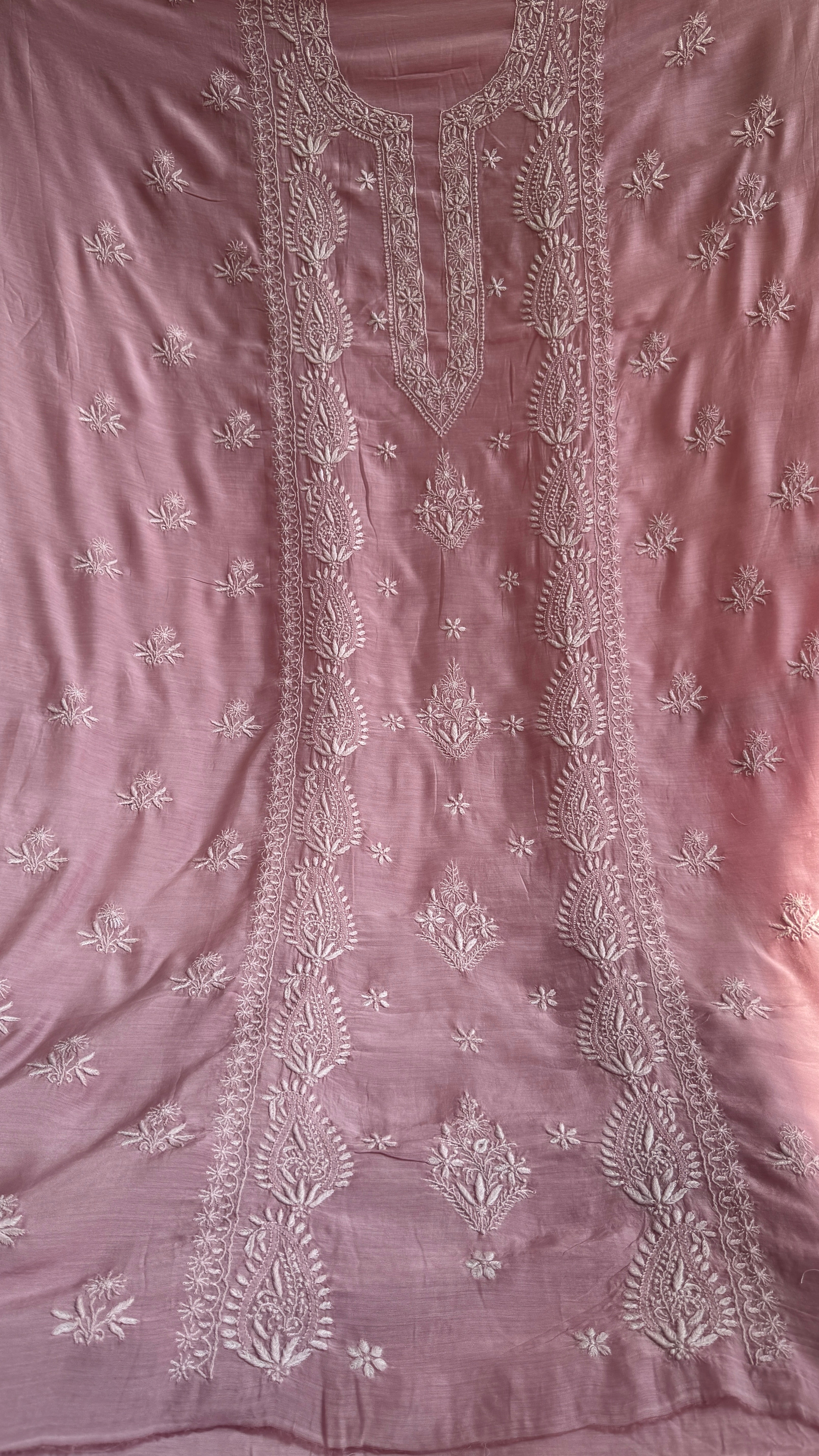 Pure Muslin kurti Length unstitched - Mauve