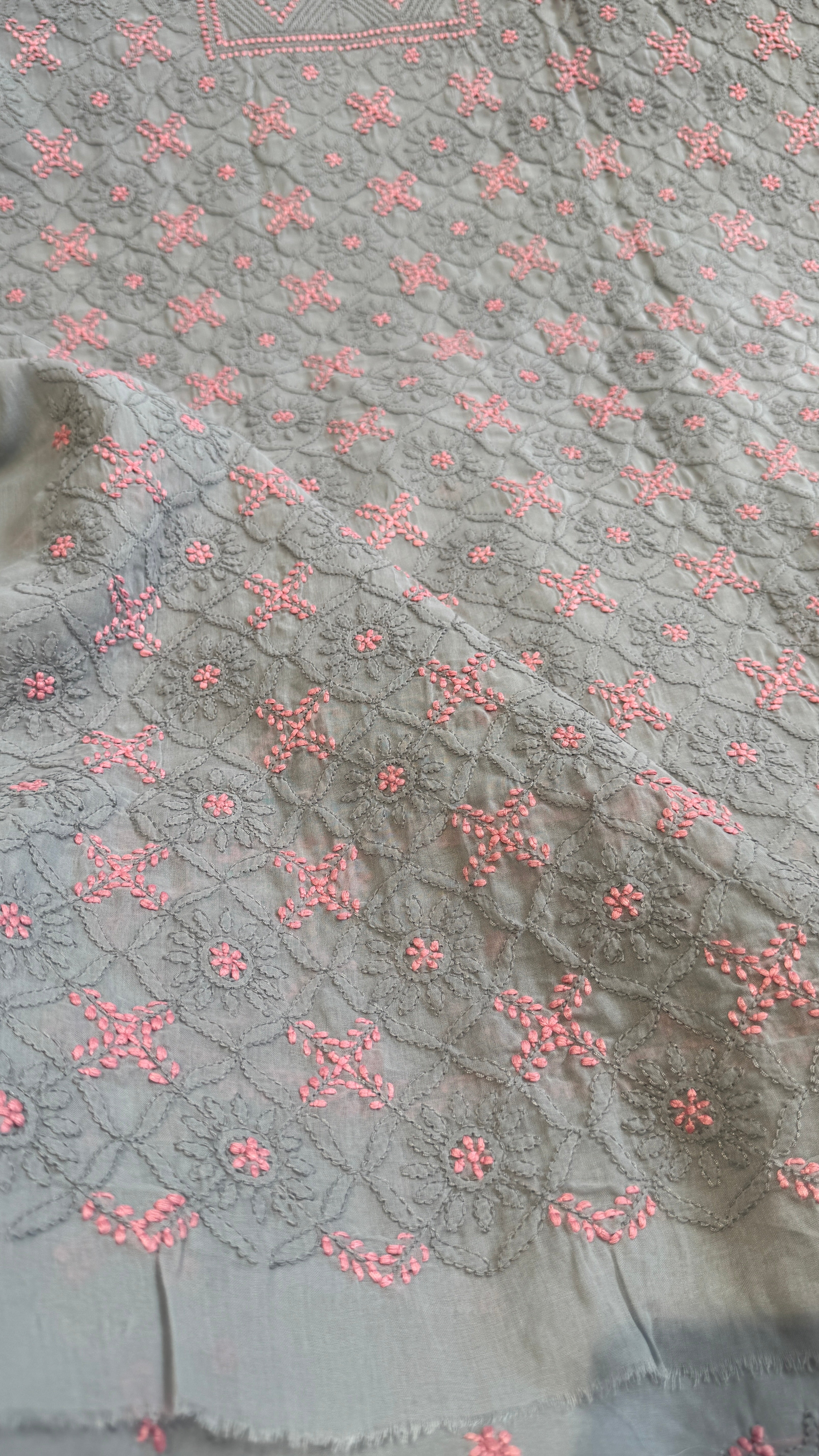 Handcrafted Lucknowi Chikankari Suit Set - Full Jaal - ARIAA CHIKANKARI