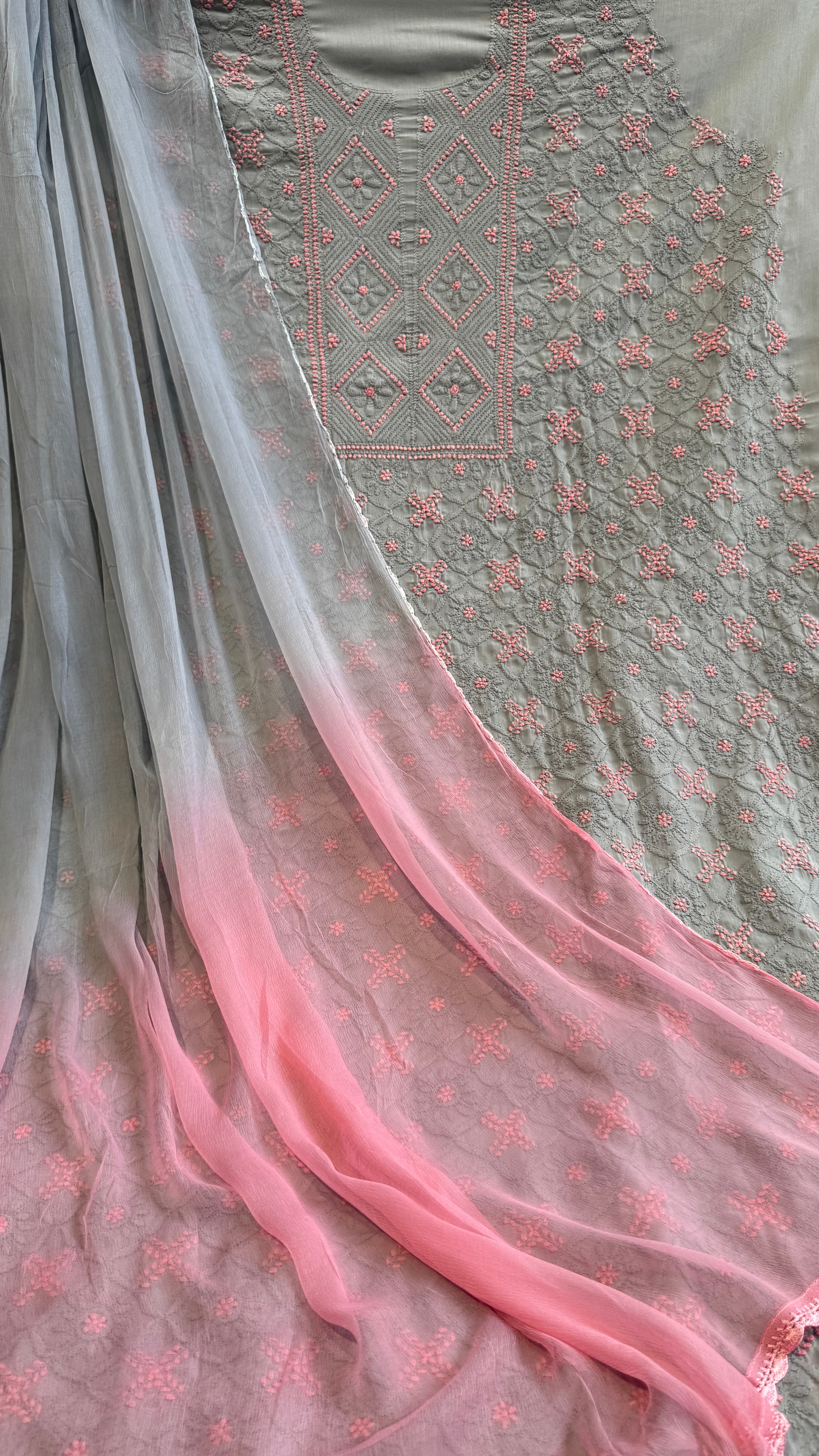 Handcrafted Lucknowi Chikankari Suit Set - Full Jaal - ARIAA CHIKANKARI