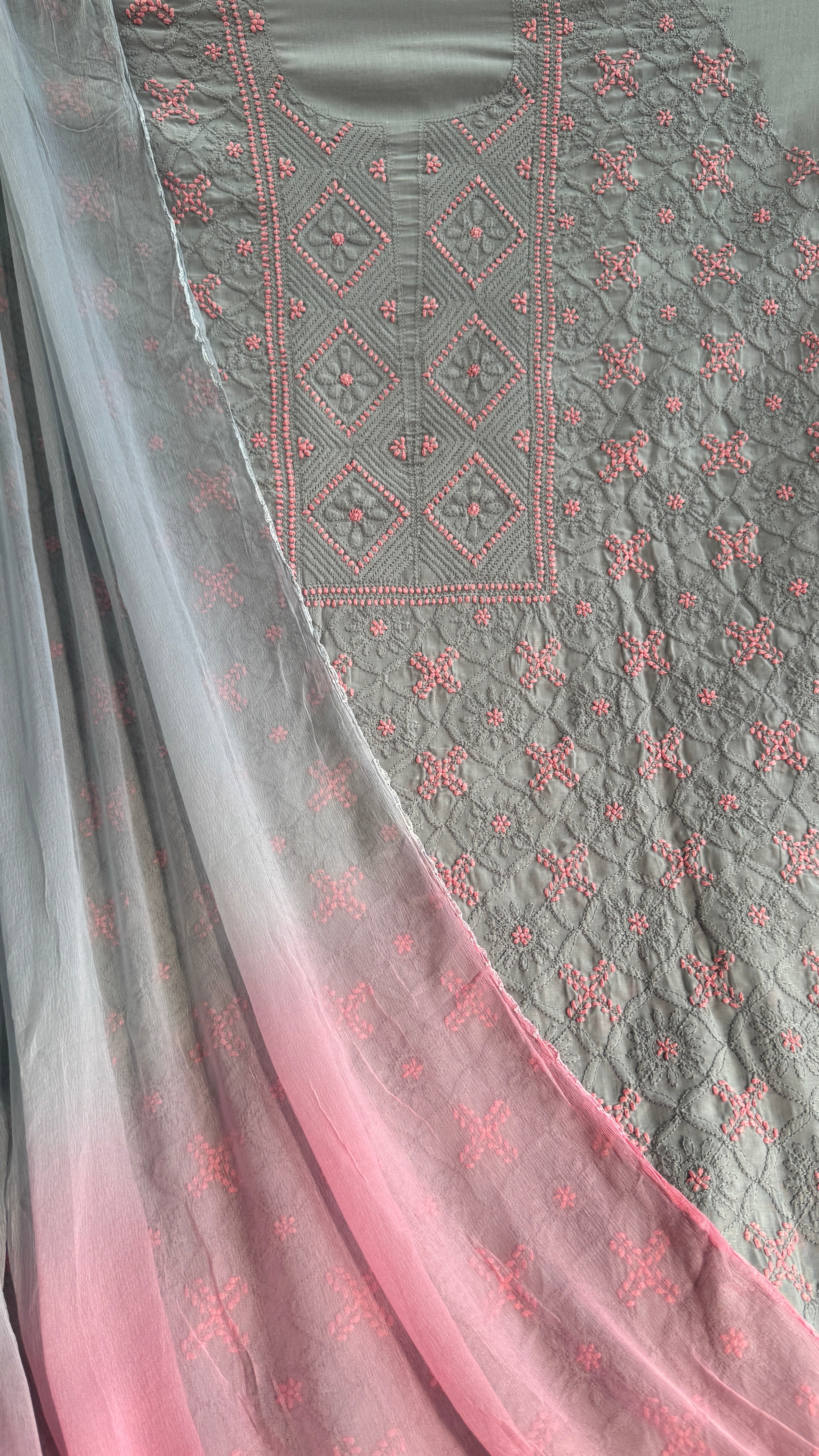 Handcrafted Lucknowi Chikankari Suit Set - Full Jaal - ARIAA CHIKANKARI