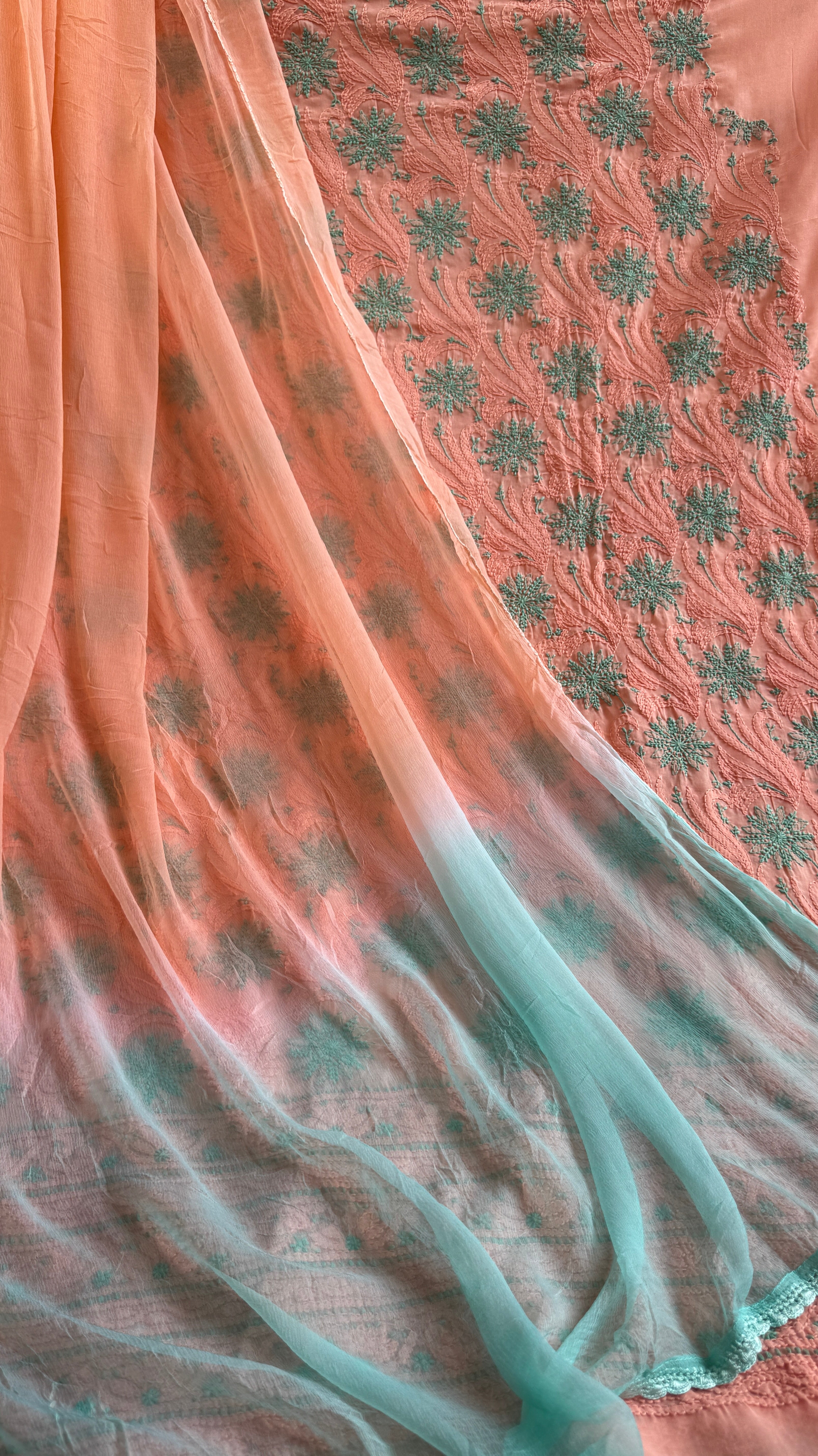 Handcrafted Lucknowi Chikankari Suit Set - Full Jaal - ARIAA CHIKANKARI