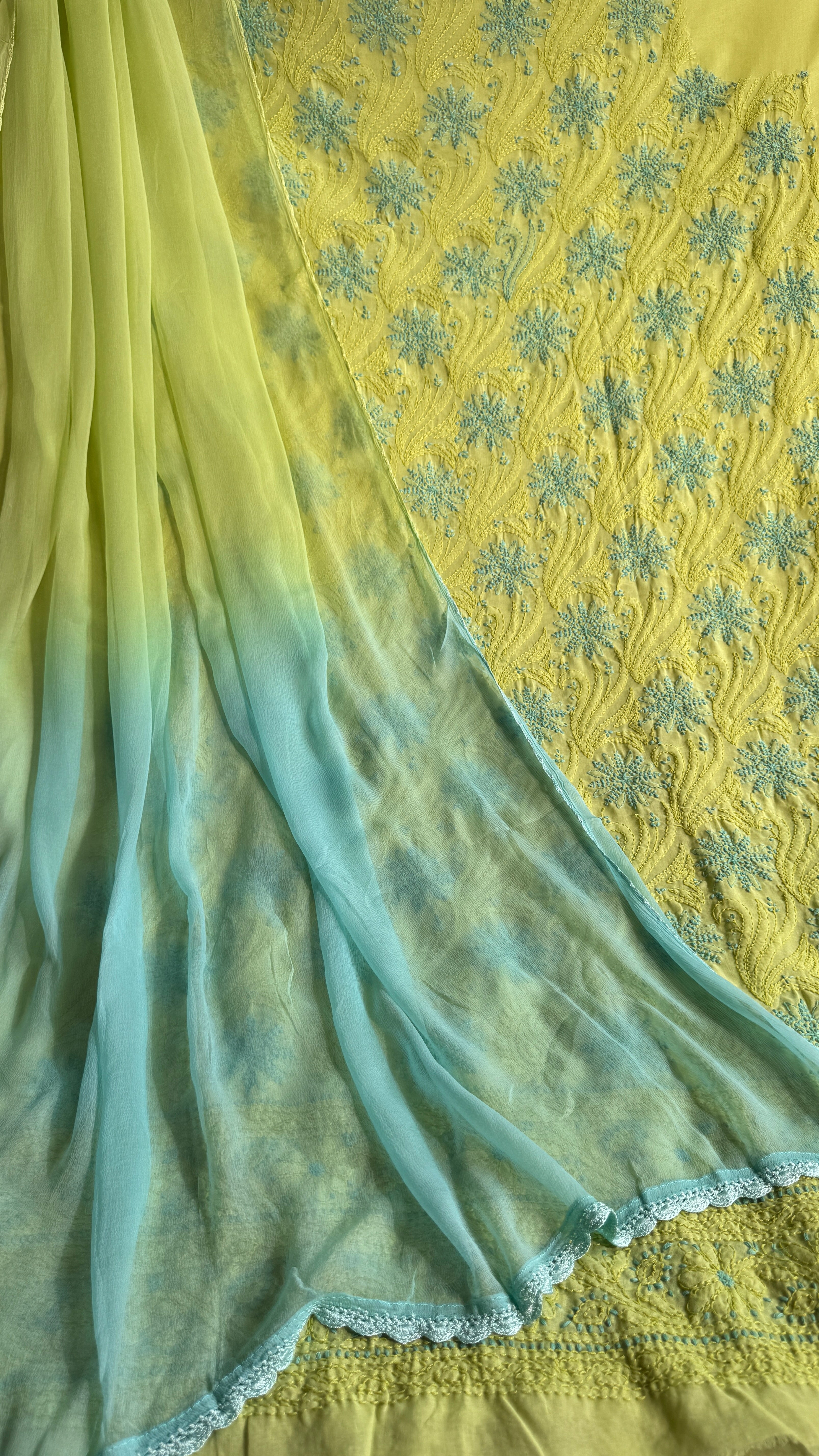 Handcrafted Lucknowi Chikankari Suit Set - Full Jaal - ARIAA CHIKANKARI