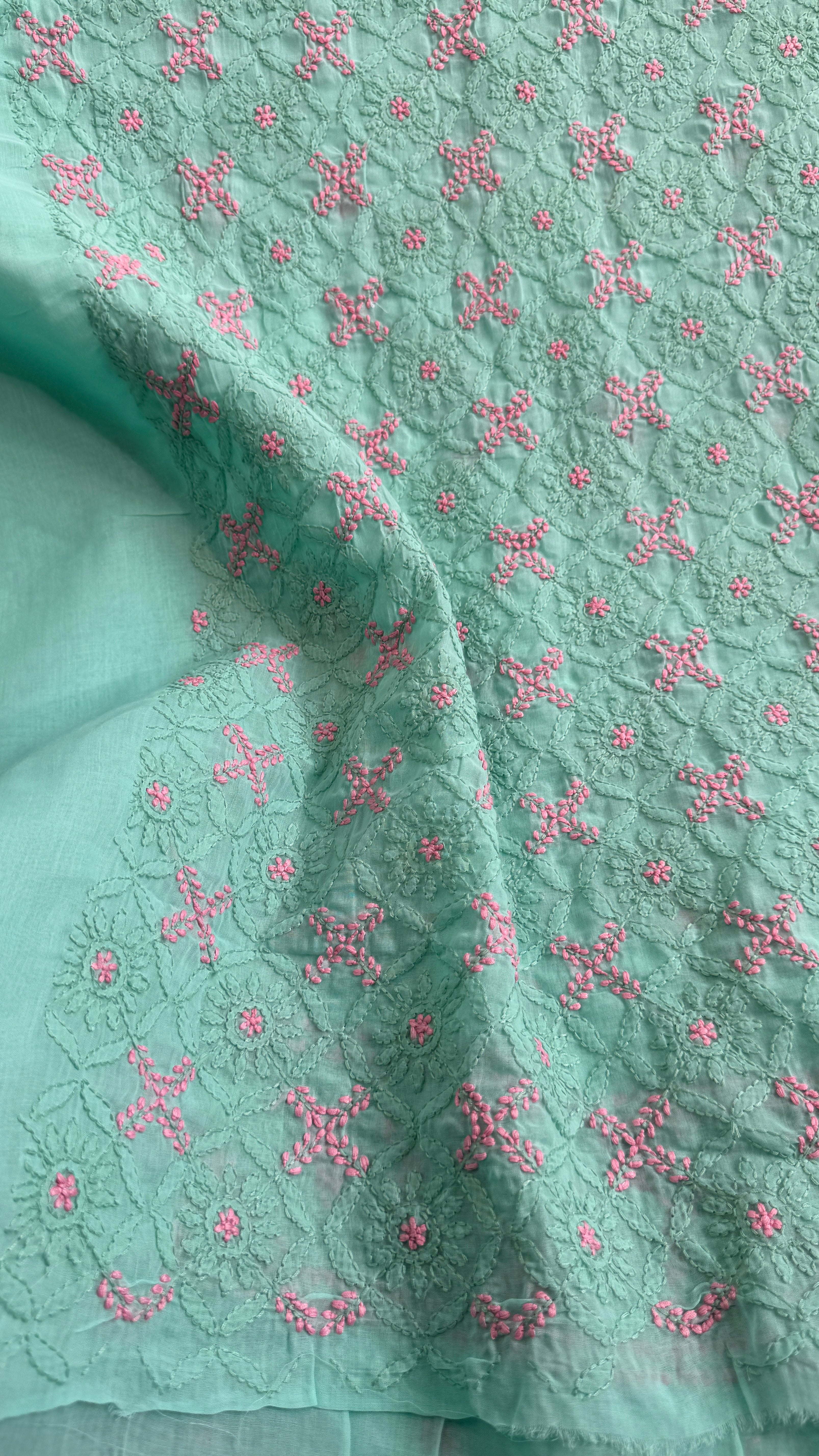 Handcrafted Lucknowi Chikankari Suit Set - Full Jaal - ARIAA CHIKANKARI