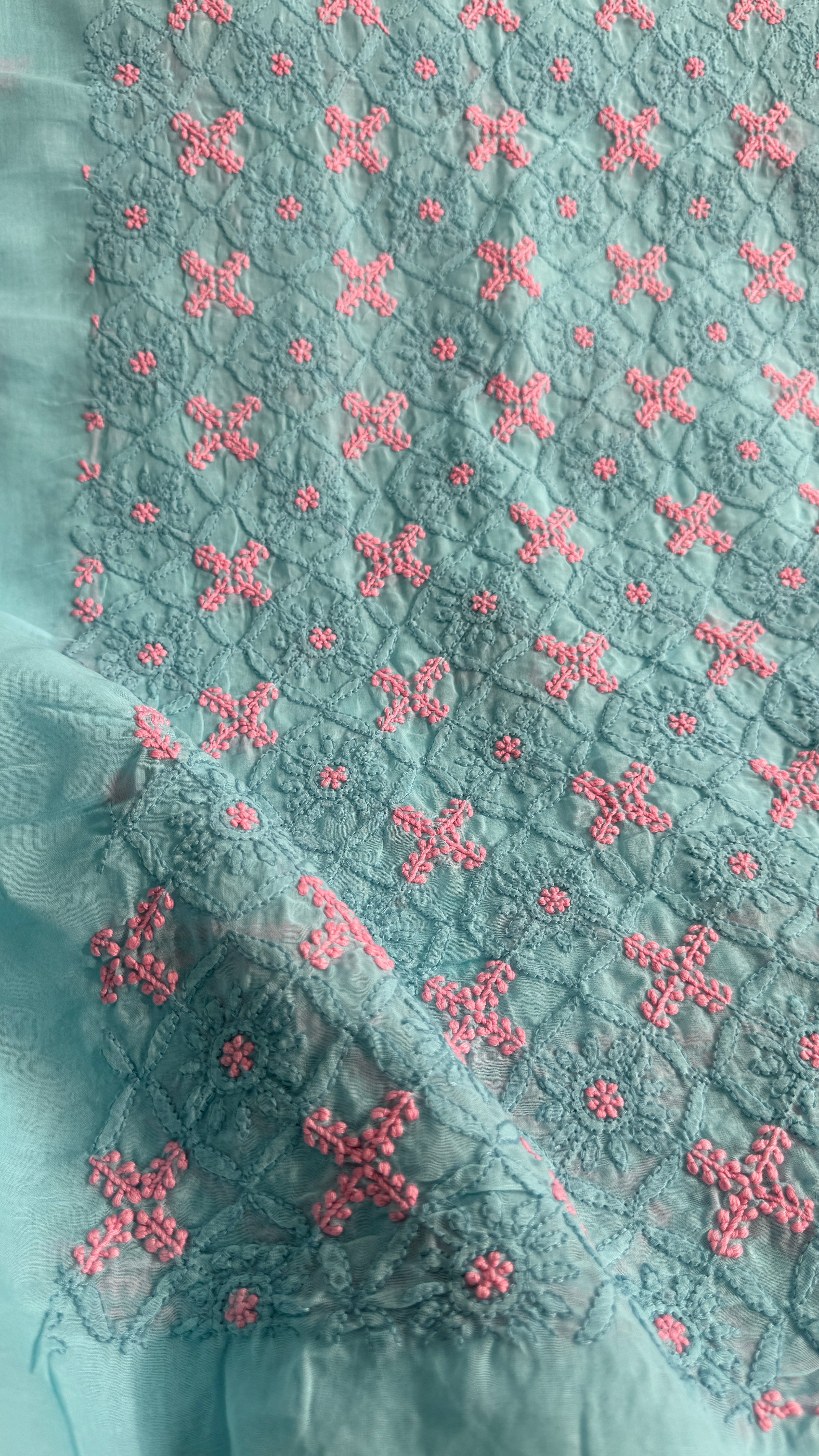 Handcrafted Lucknowi Chikankari Suit Set - Full Jaal - ARIAA CHIKANKARI