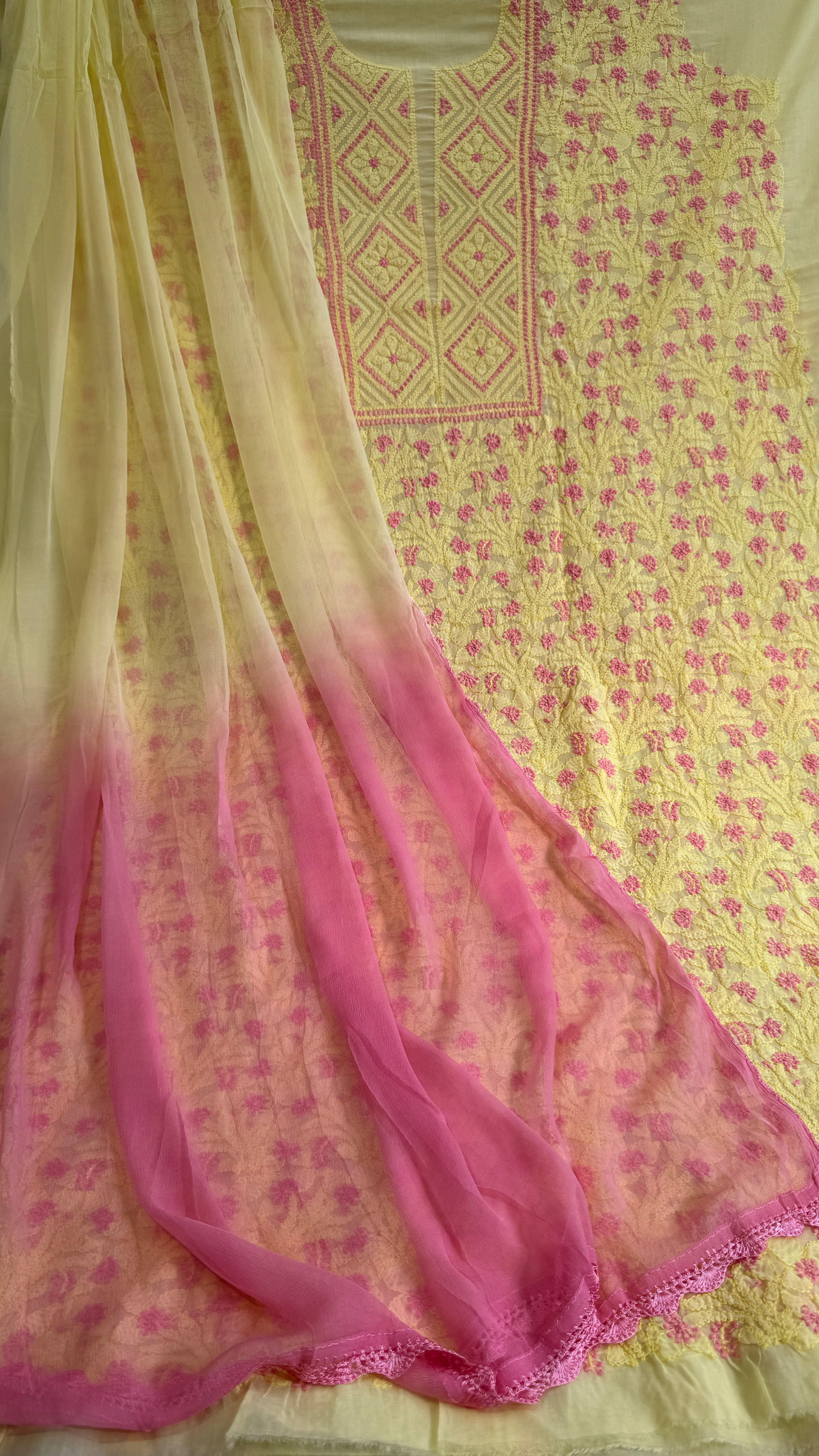 Handcrafted Lucknowi Chikankari Suit Set - Full Jaal - ARIAA CHIKANKARI