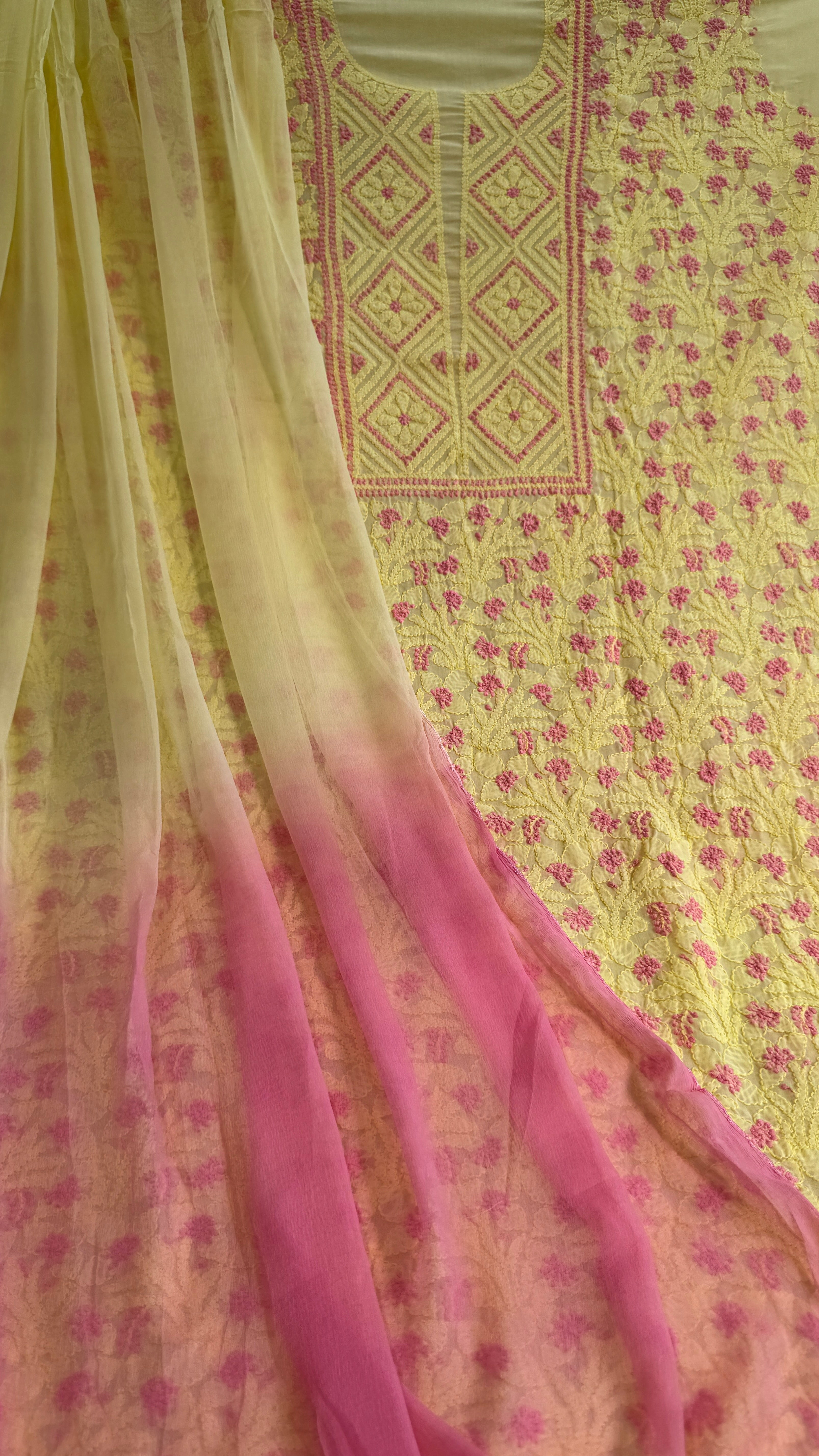 Handcrafted Lucknowi Chikankari Suit Set - Full Jaal - ARIAA CHIKANKARI