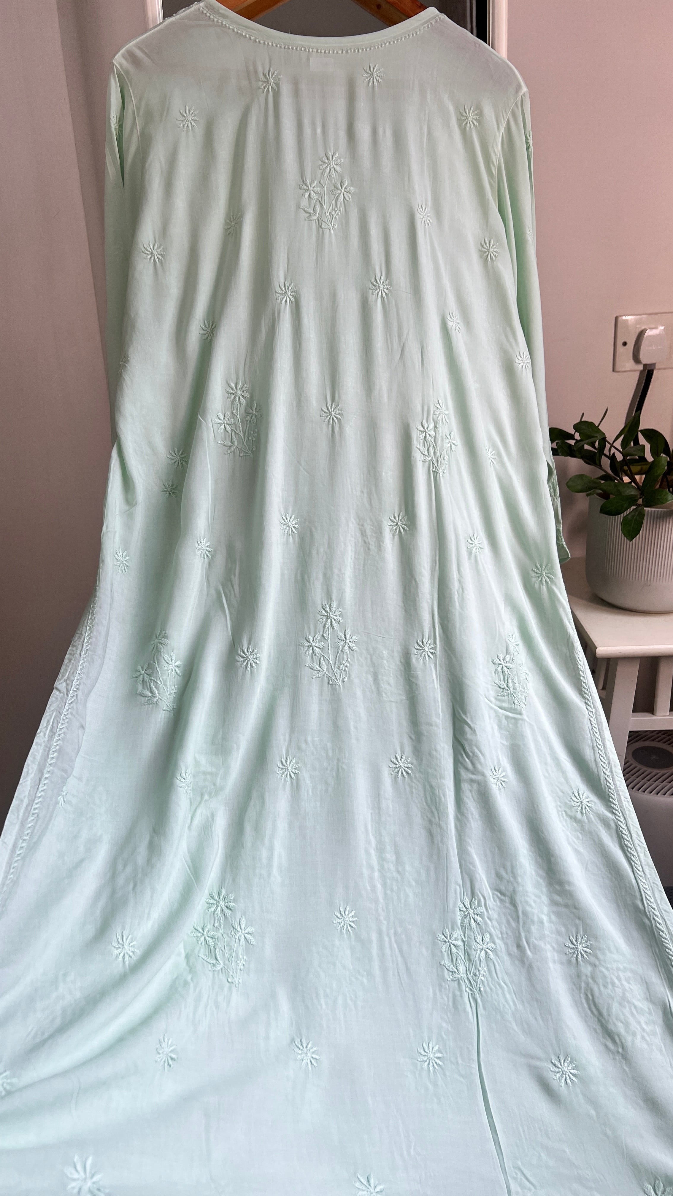 Premium Modal Chikankari Cotton Kurti -Green - Noor Collection