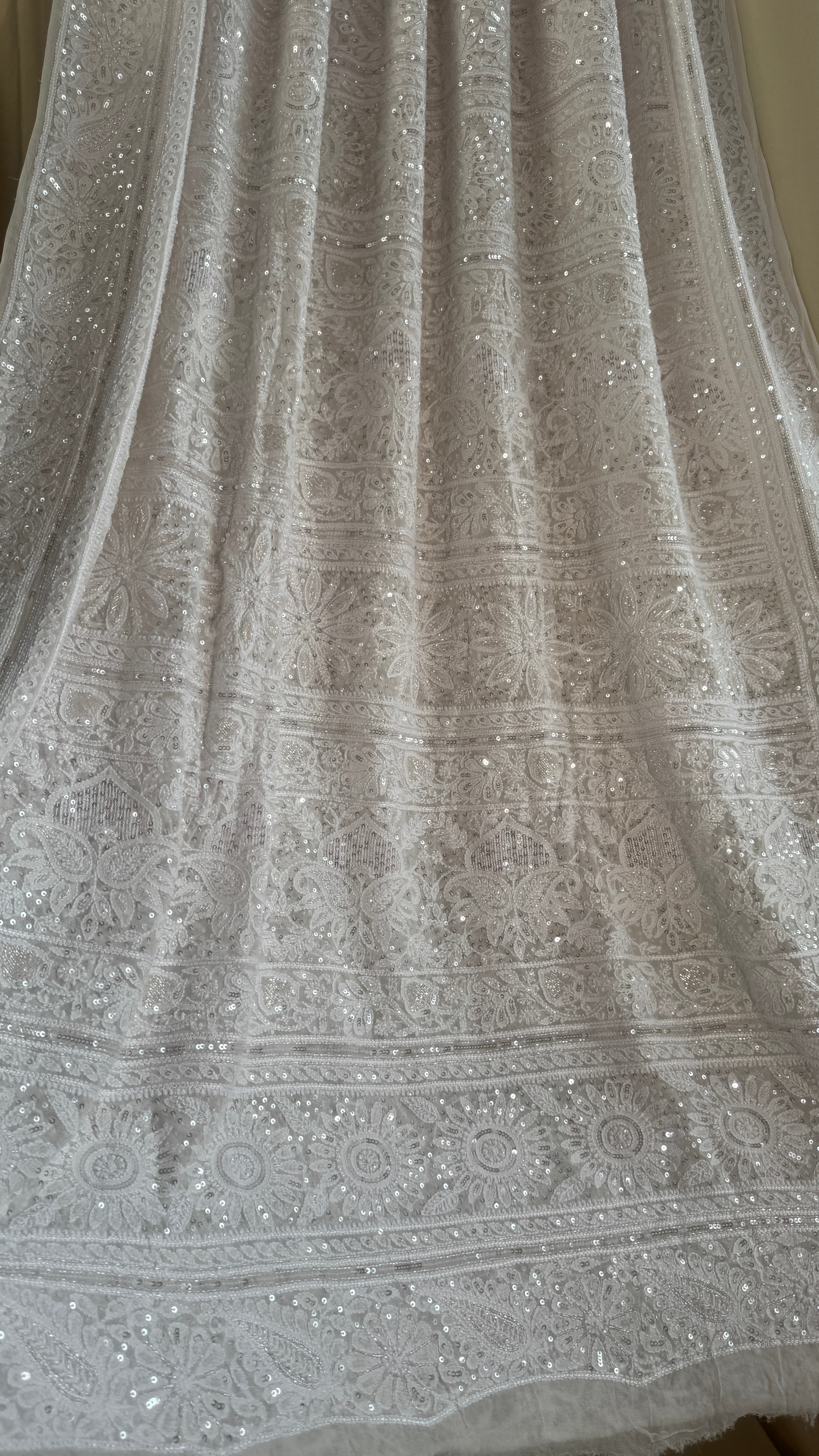 Pure Georgette Lucknow Chikankari Saree - white - Rooh Collection