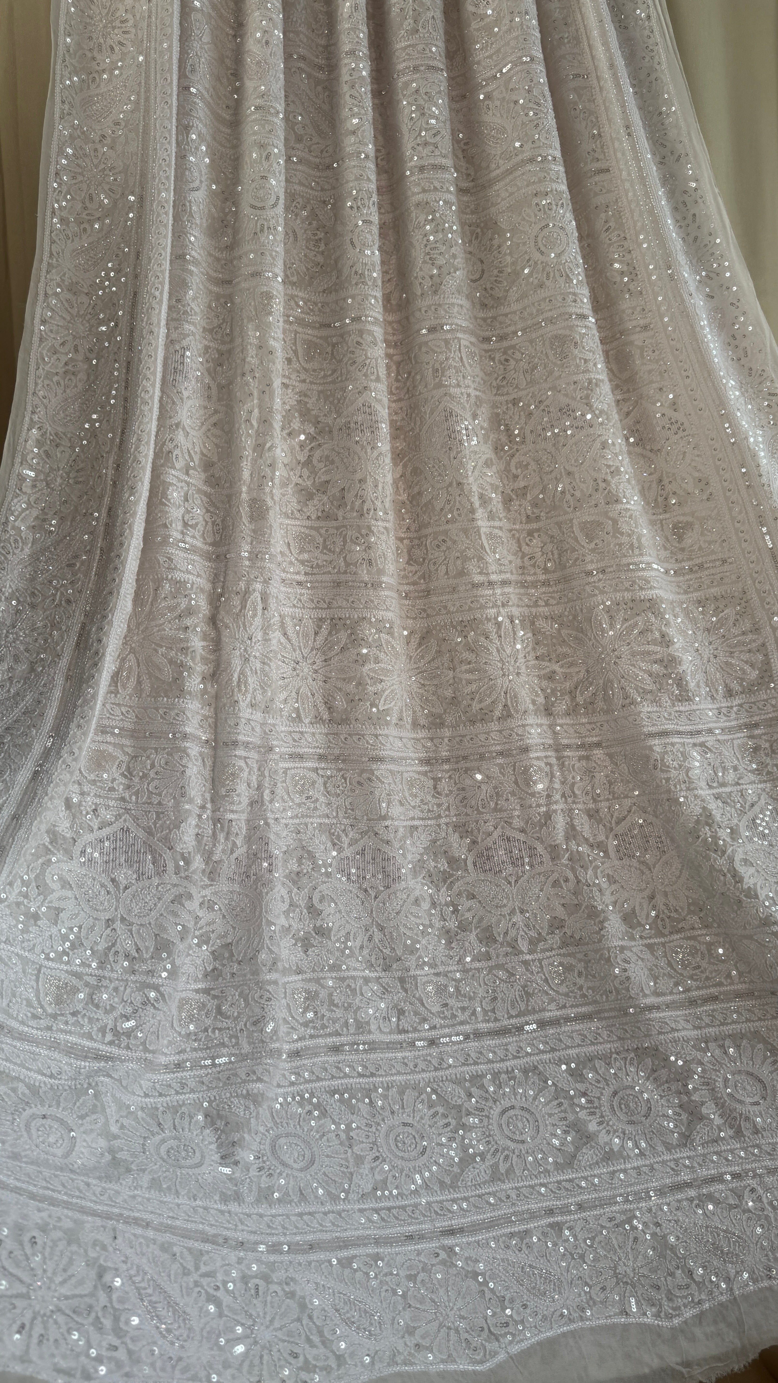 Pure Georgette Lucknow Chikankari Saree - white - Rooh Collection