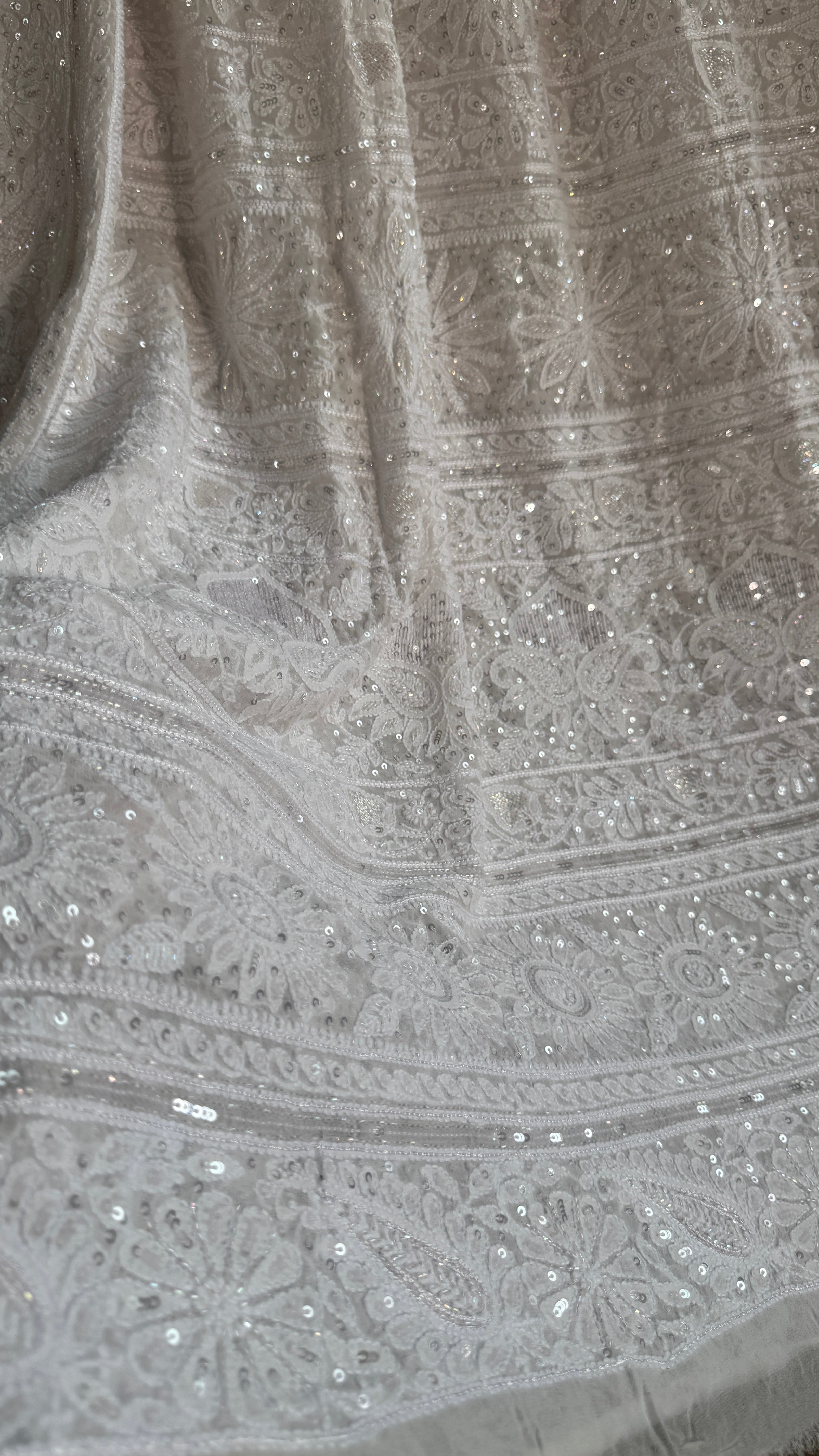 Pure Georgette Lucknow Chikankari Saree - white - Rooh Collection