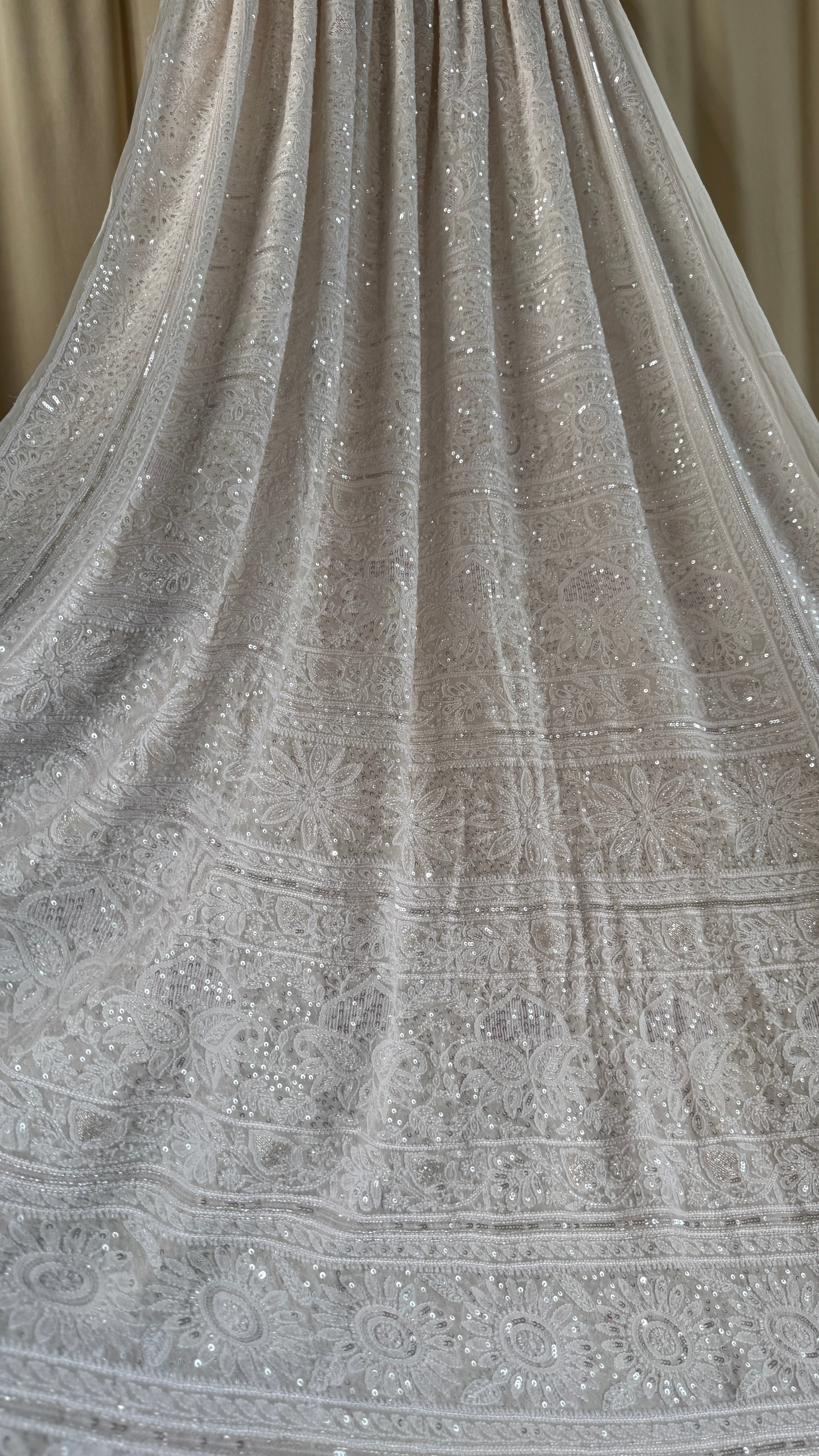 Pure Georgette Lucknow Chikankari Saree - white - Rooh Collection
