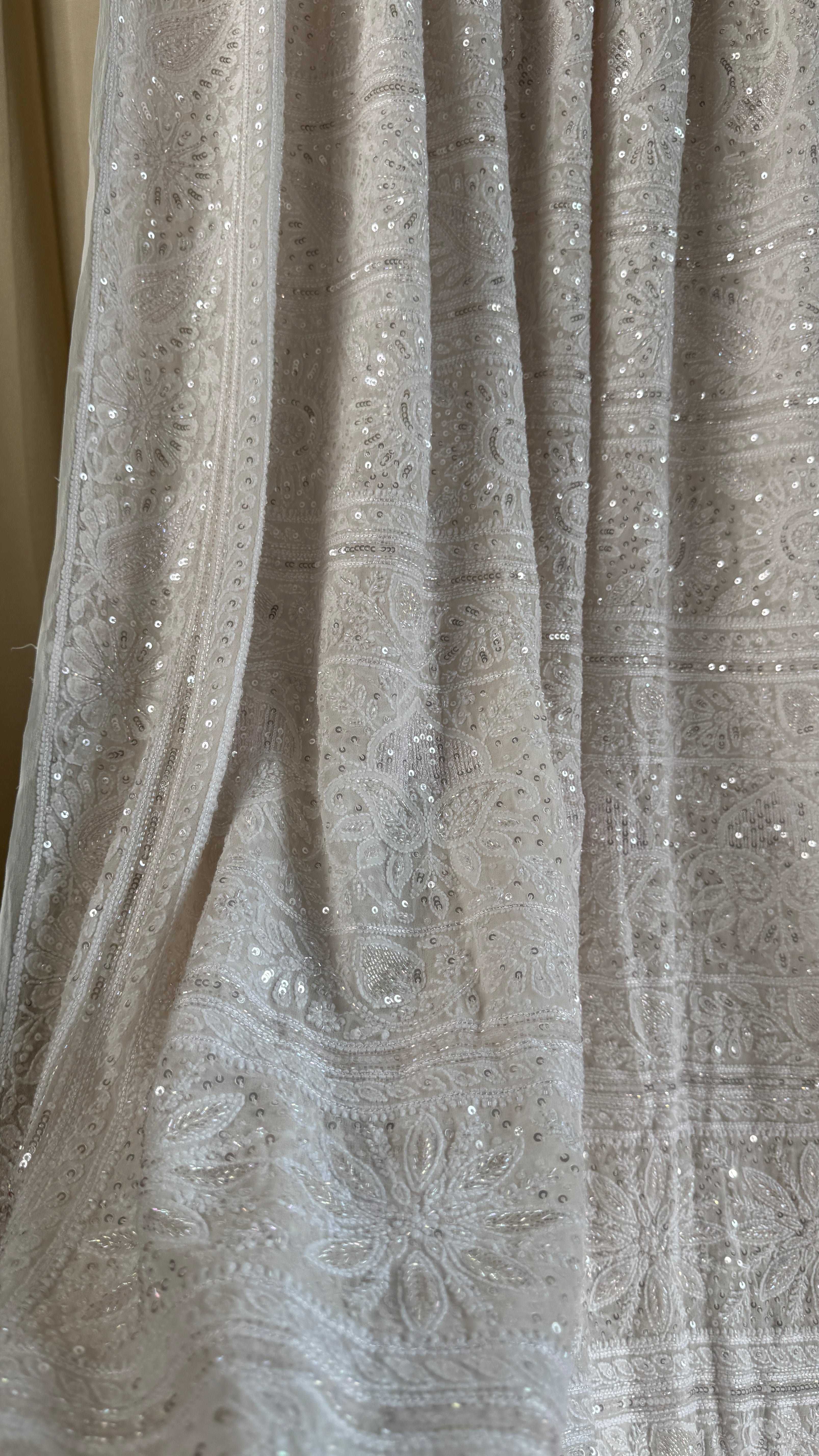 Pure Georgette Lucknow Chikankari Saree - white - Rooh Collection