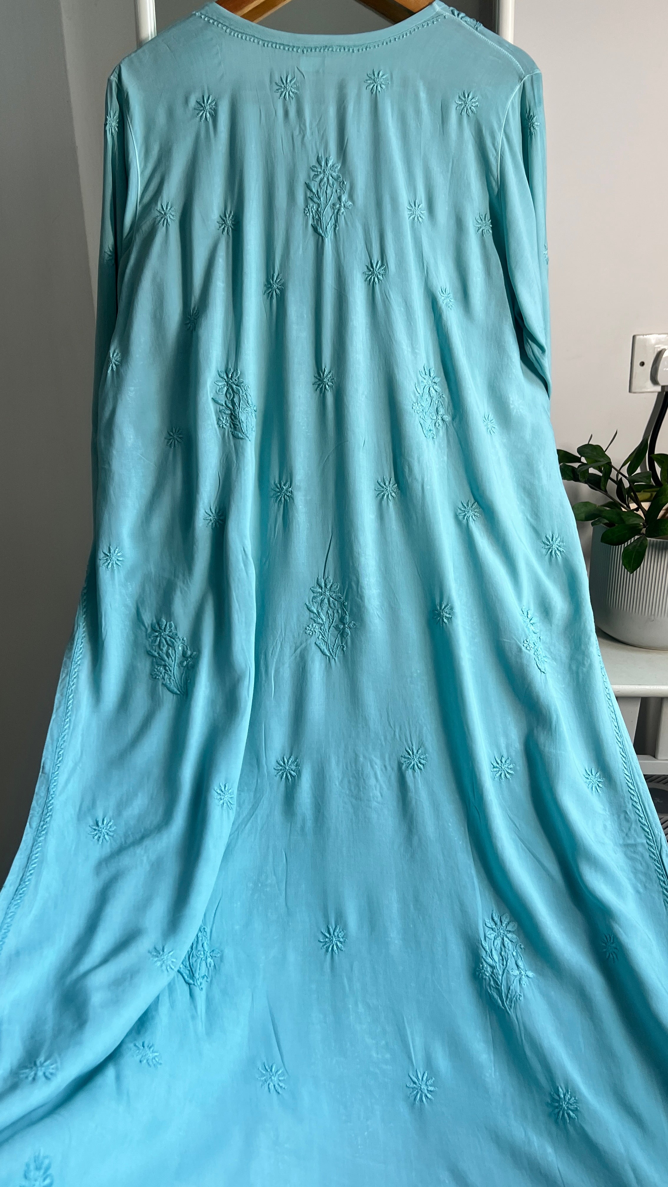 Premium Modal Chikankari Cotton Kurti -Tiffany Green- Noor Collection