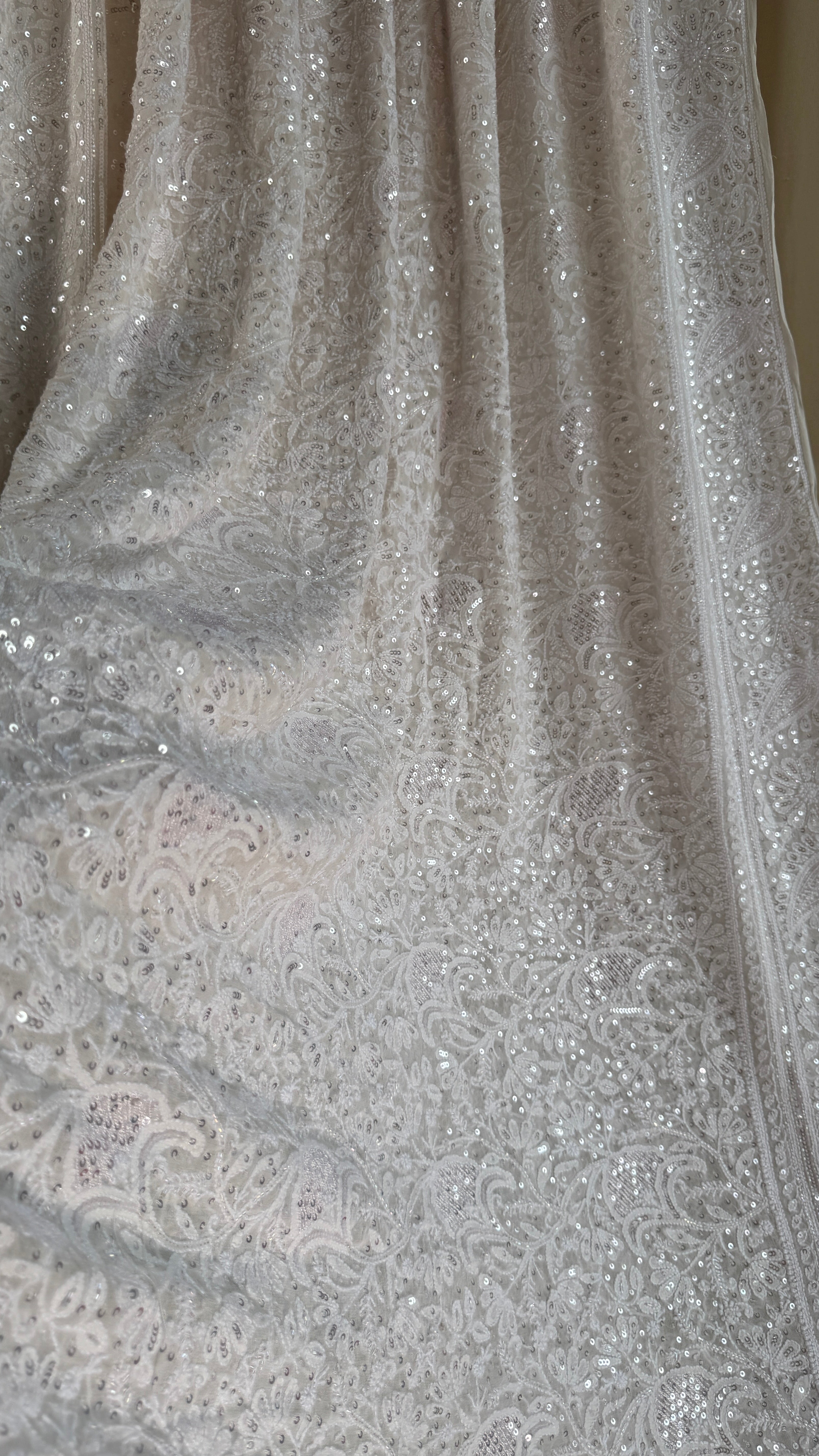 Pure Georgette Lucknow Chikankari Saree - white - Rooh Collection