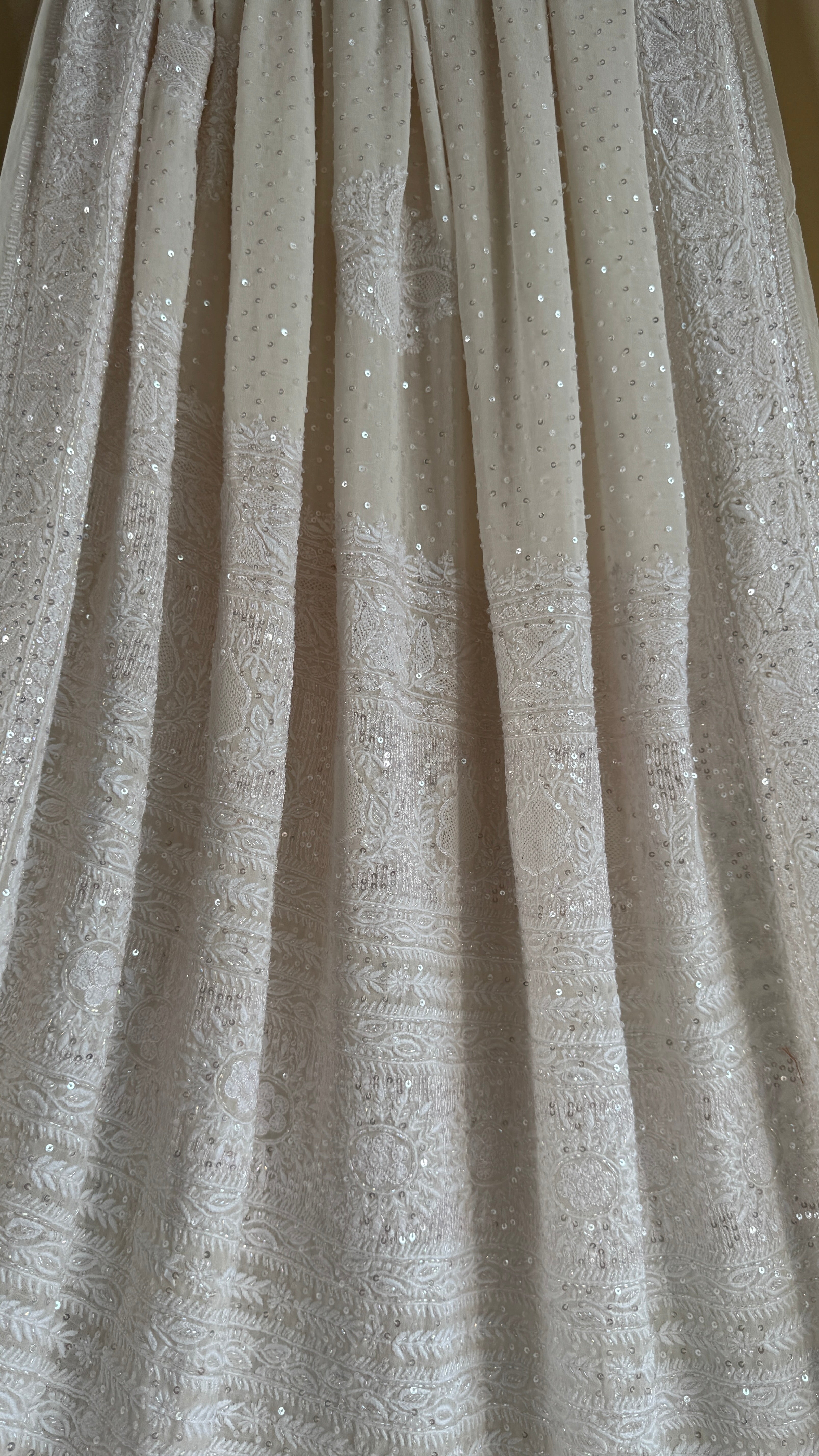 Pure Georgette Lucknow Chikankari Saree -White - Rooh Collection