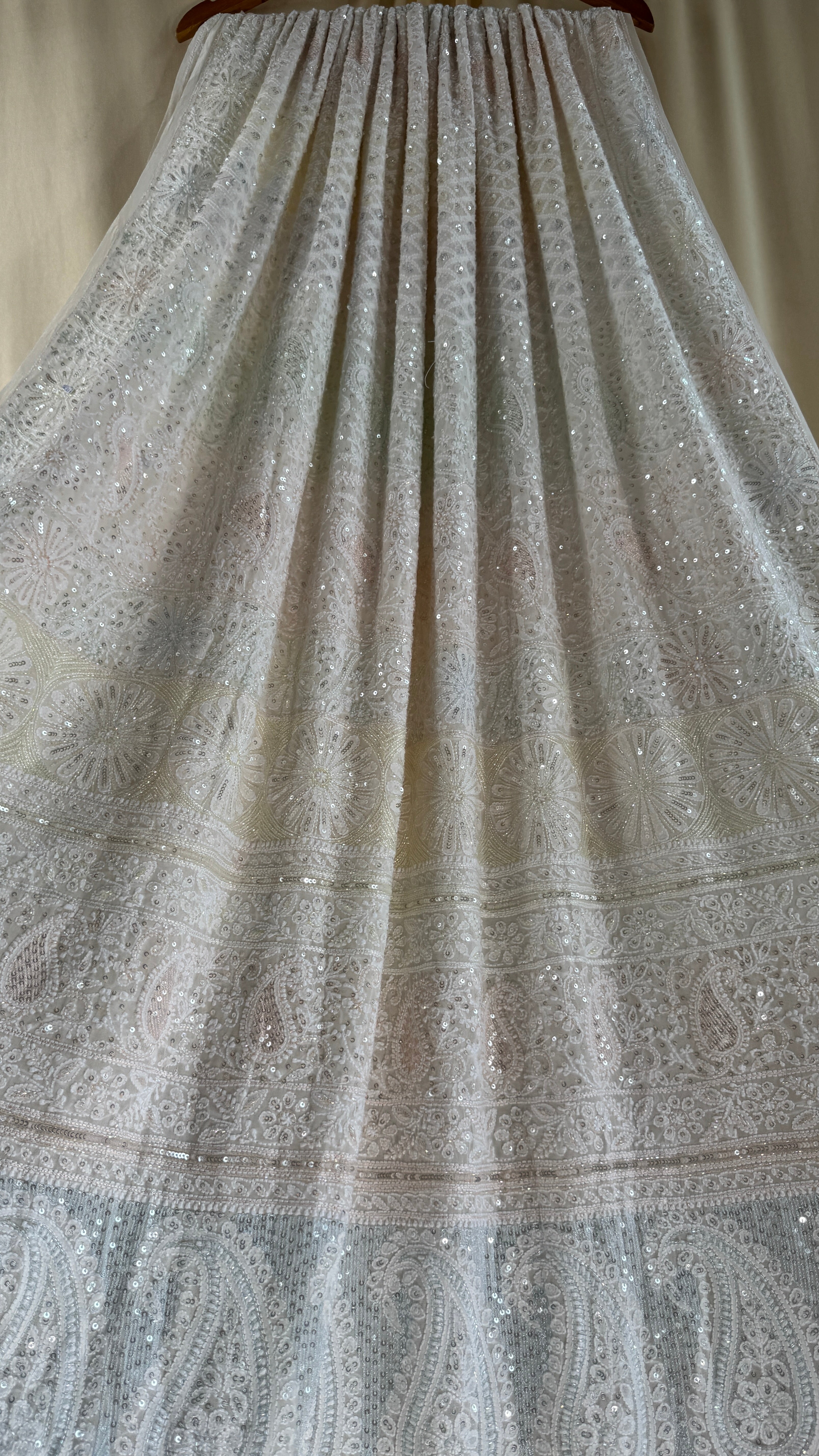 Pure Georgette Lucknow Chikankari Saree -white - multi Color- Rooh Collection