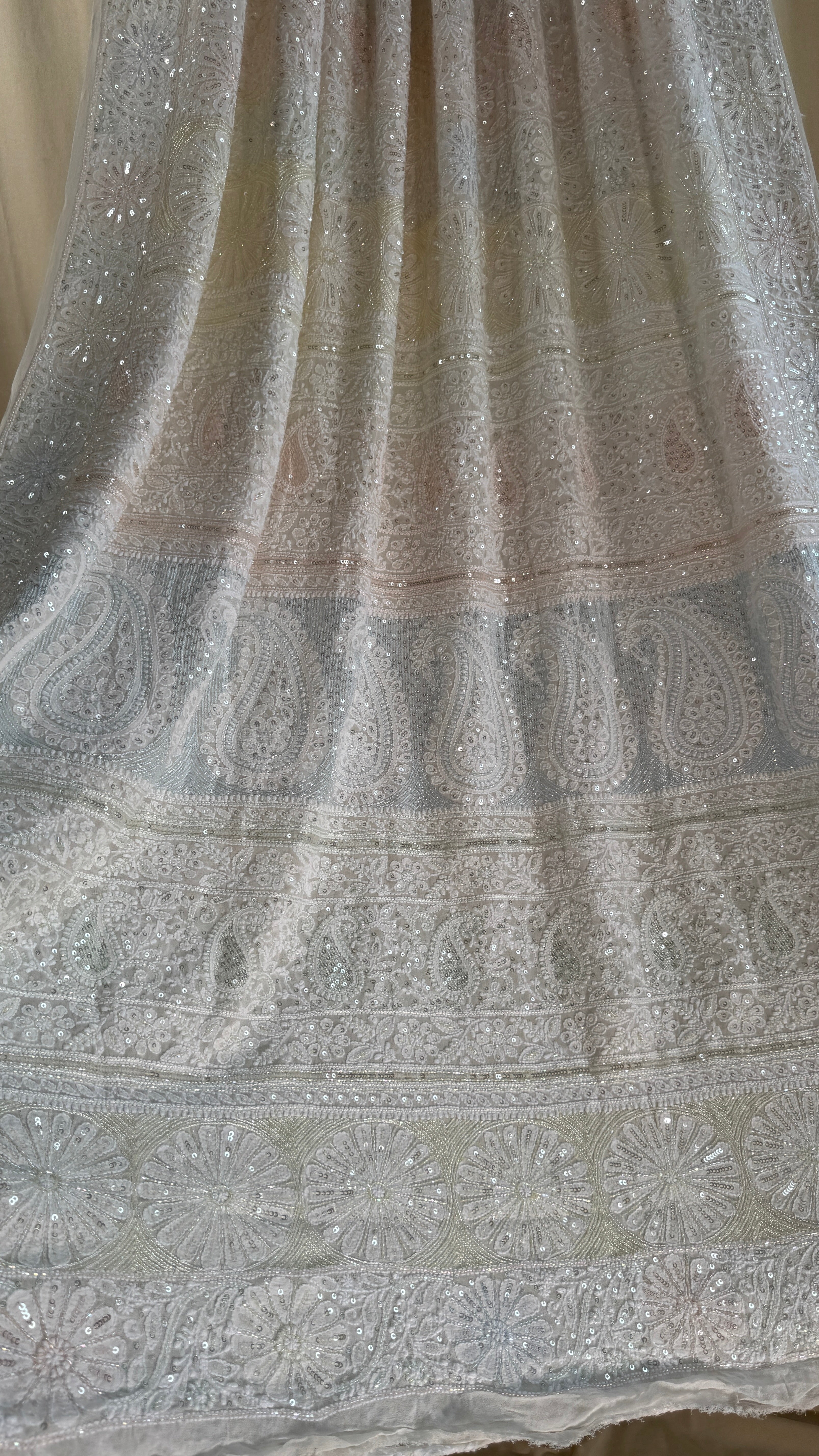 Pure Georgette Lucknow Chikankari Saree -white - multi Color- Rooh Collection