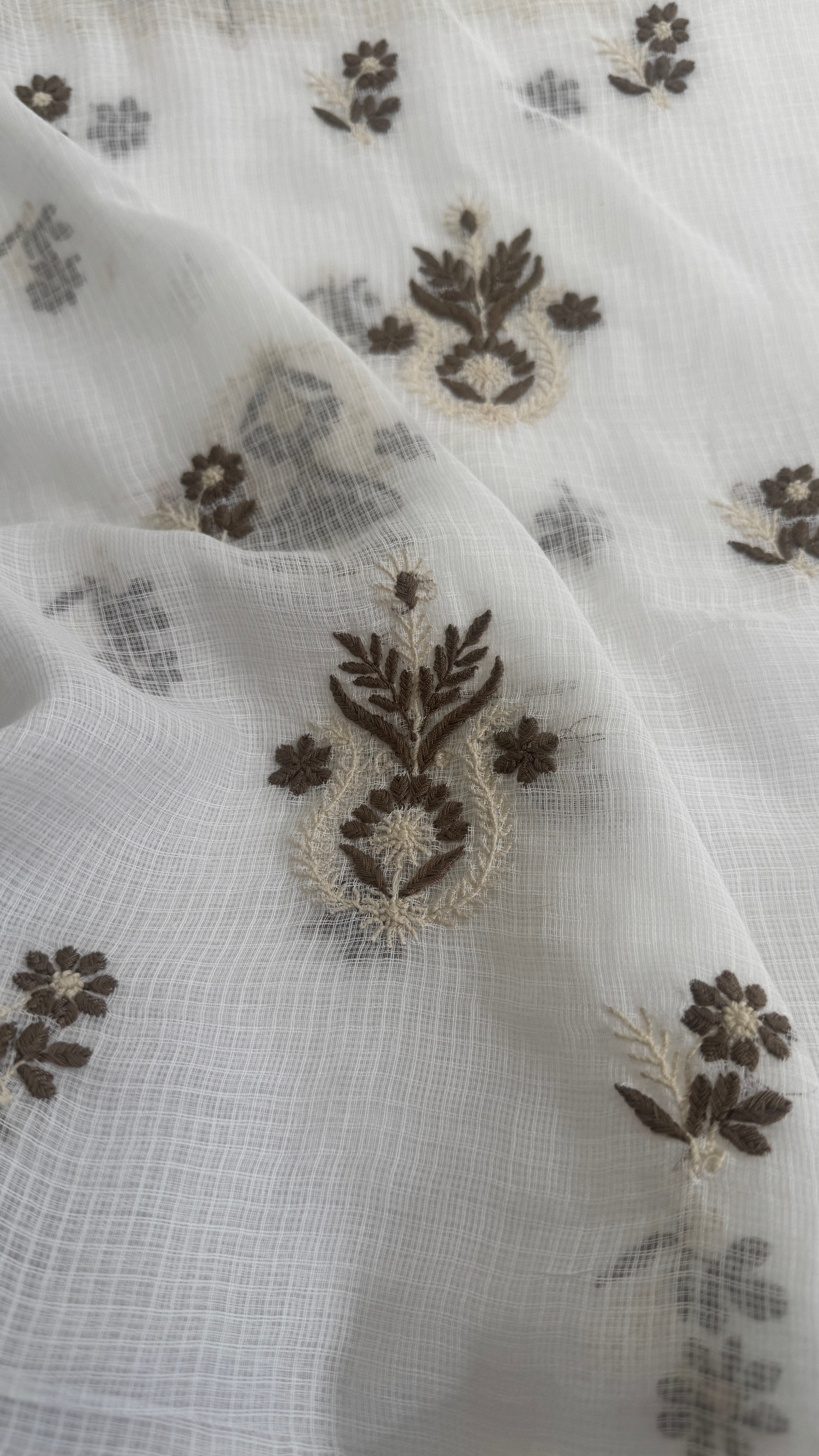 Kota Length with Dupatta - White