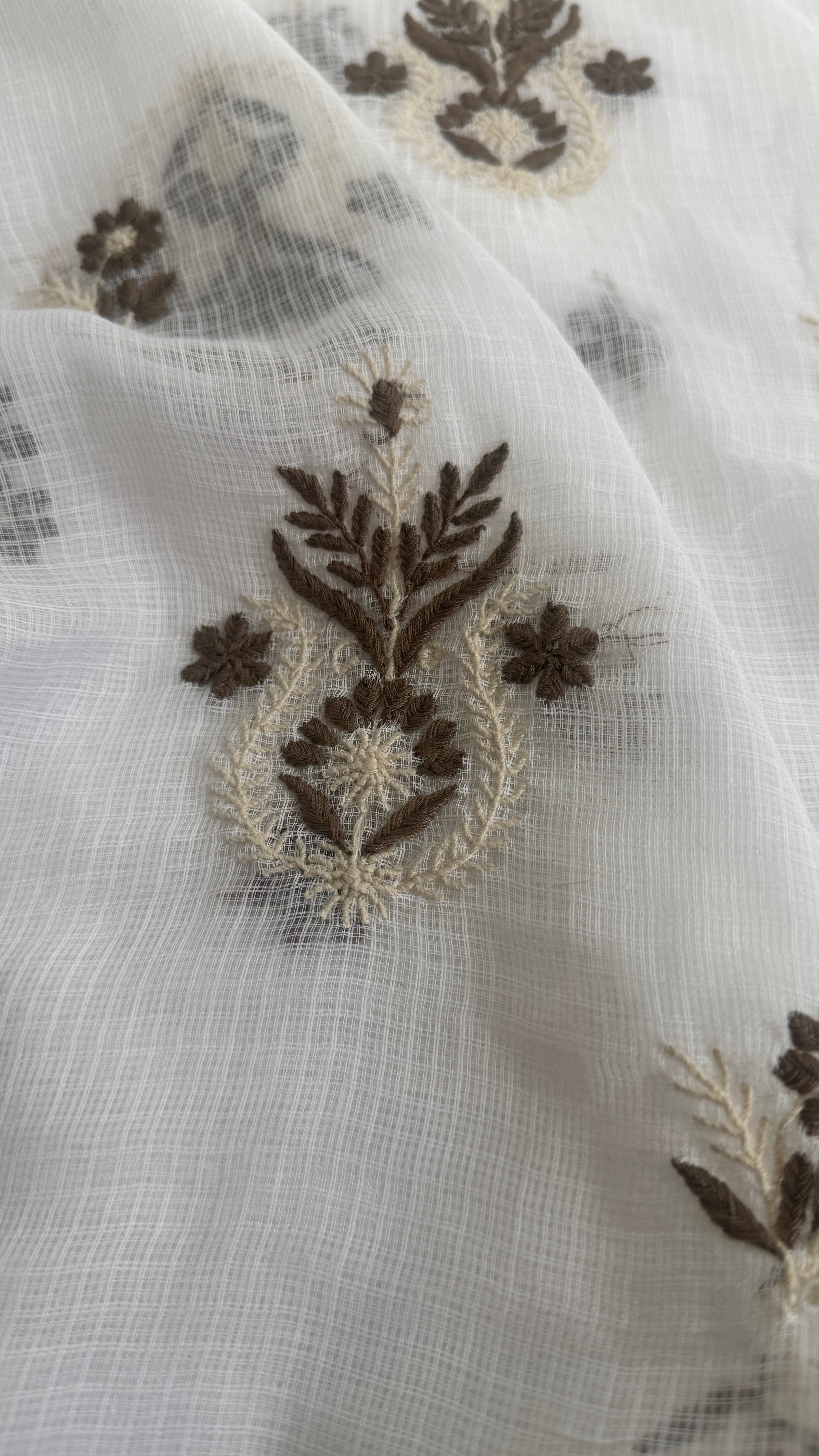 Kota Length with Dupatta - White
