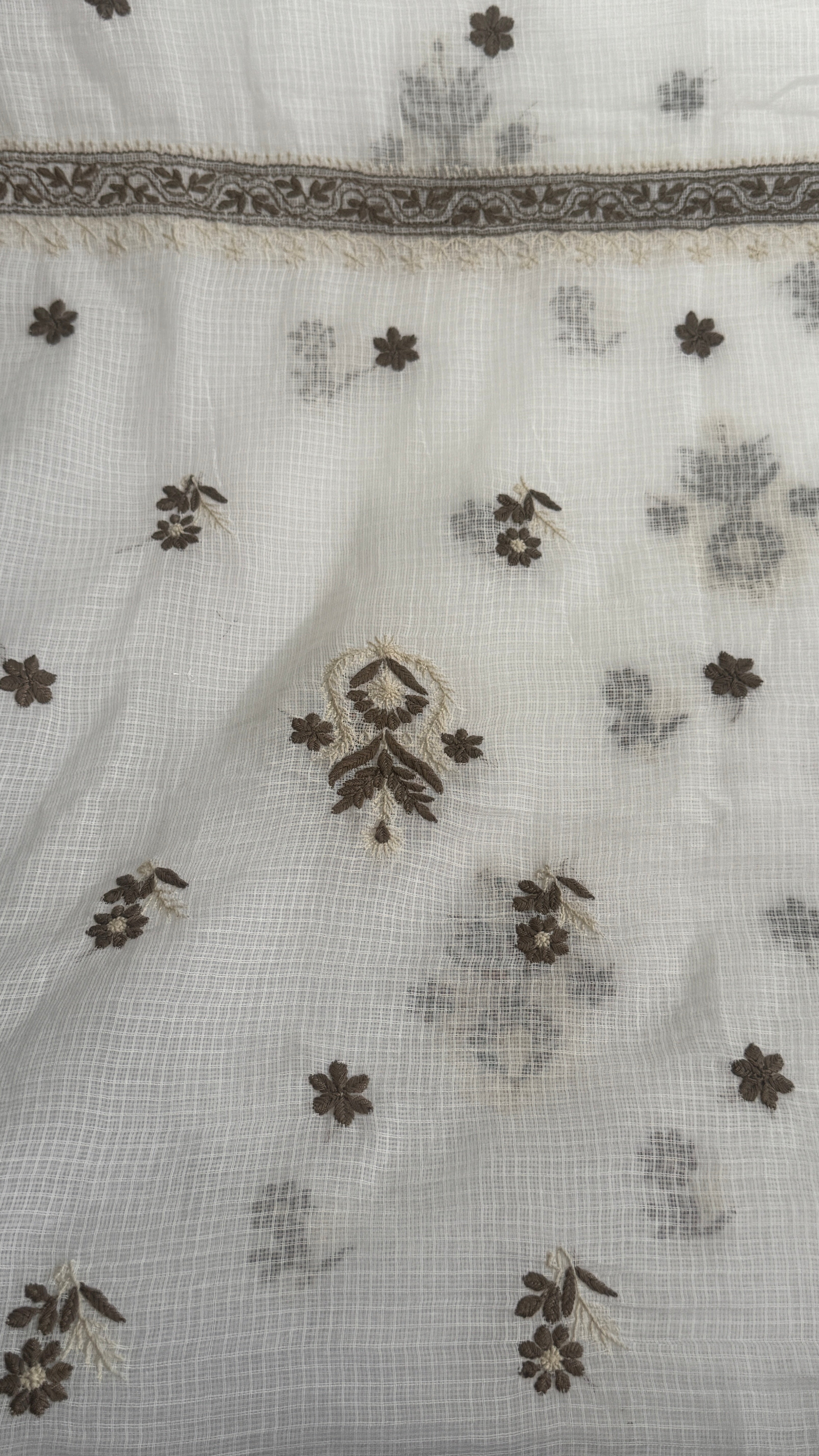 Kota Length with Dupatta - White