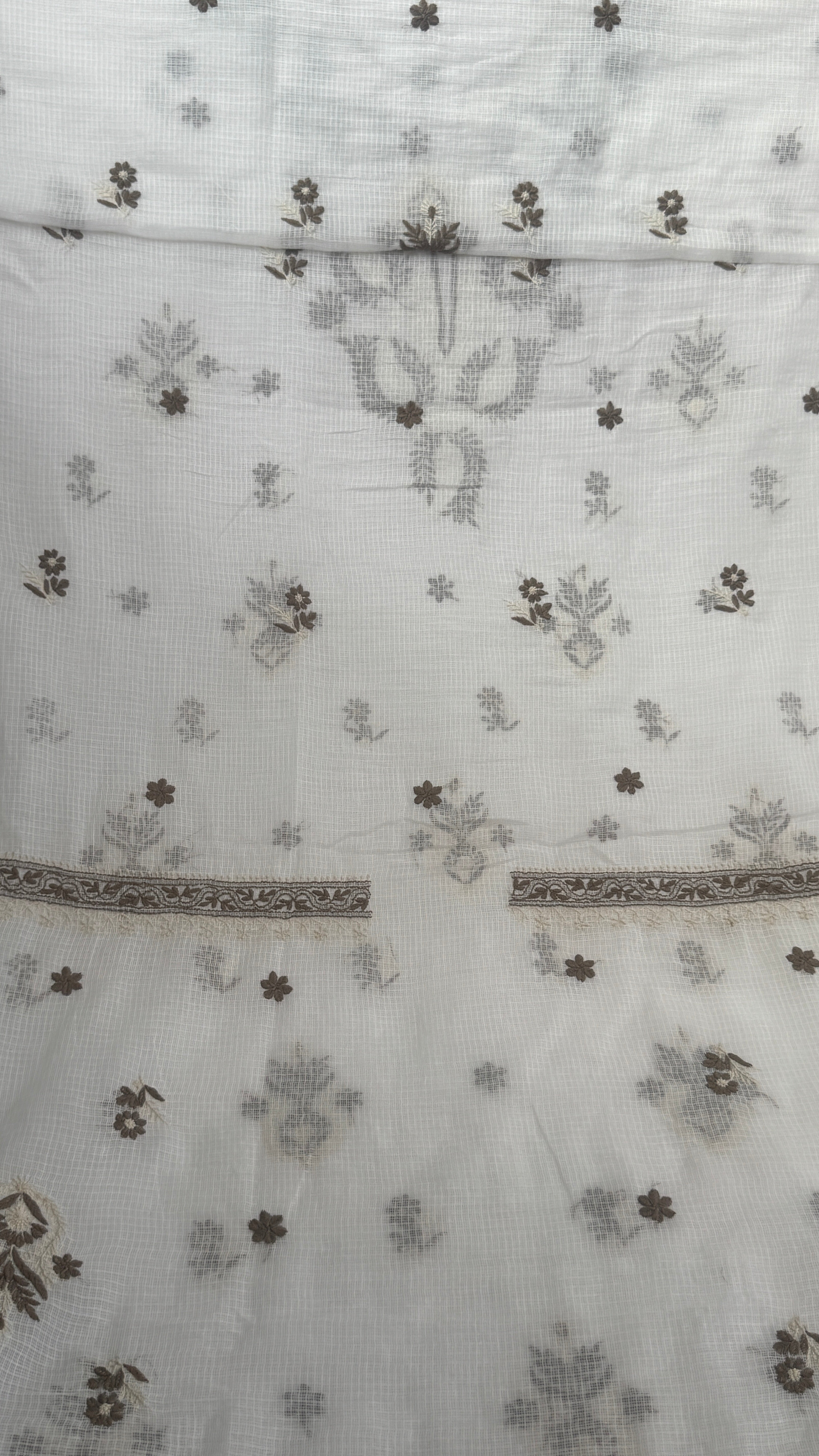 Kota Length with Dupatta - White