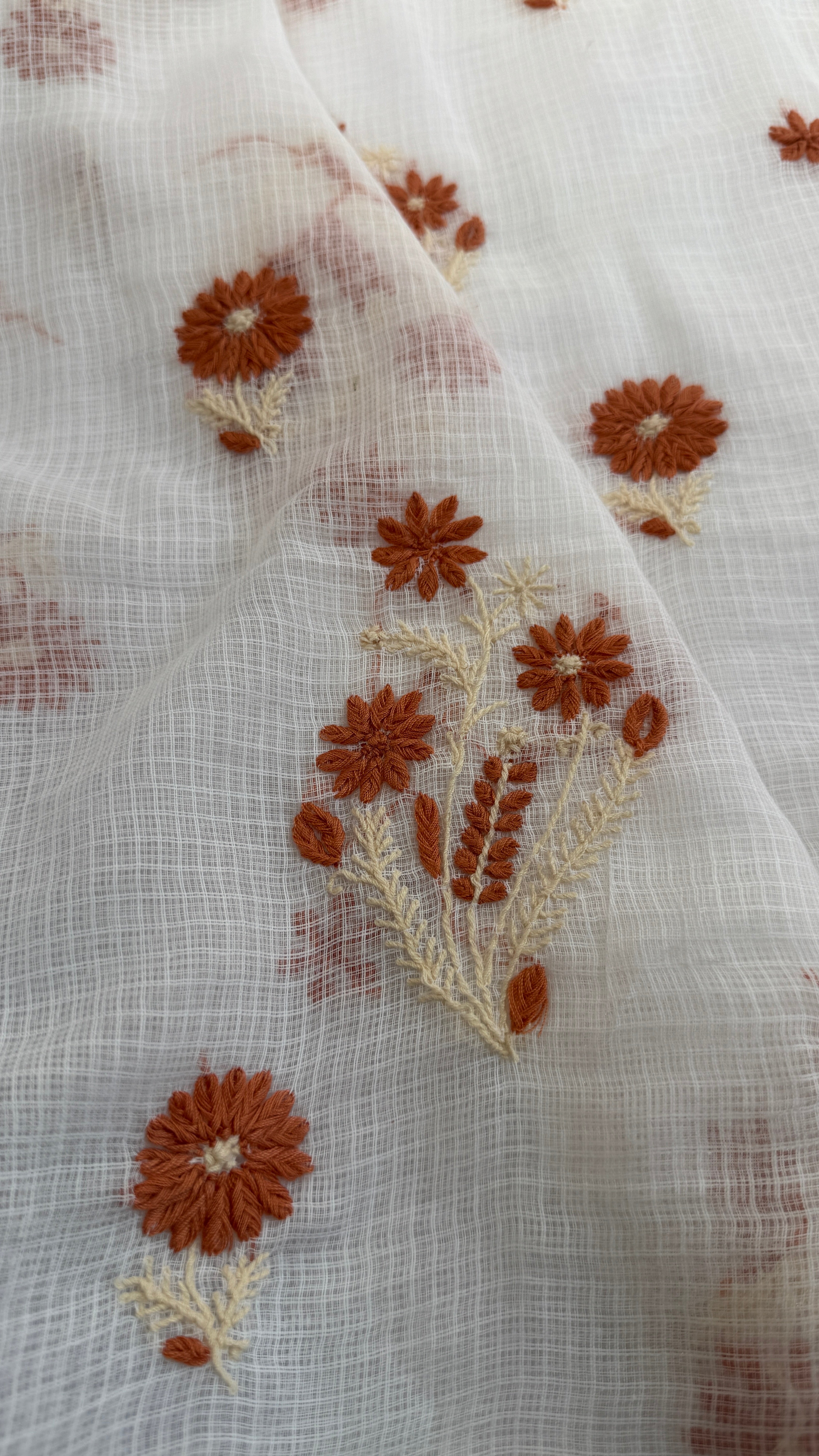 Kota Length with Dupatta - White