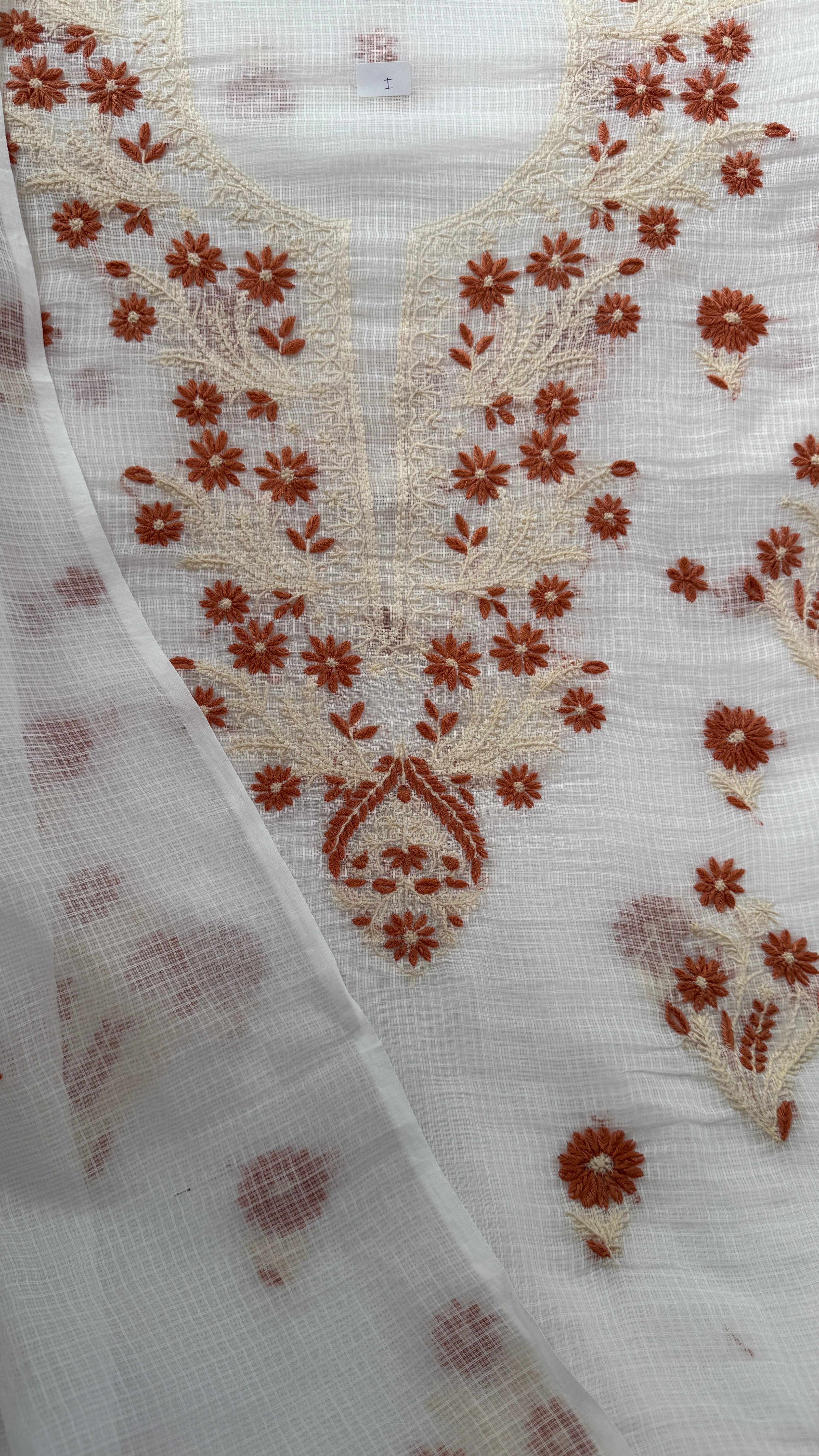 Kota Length with Dupatta - White