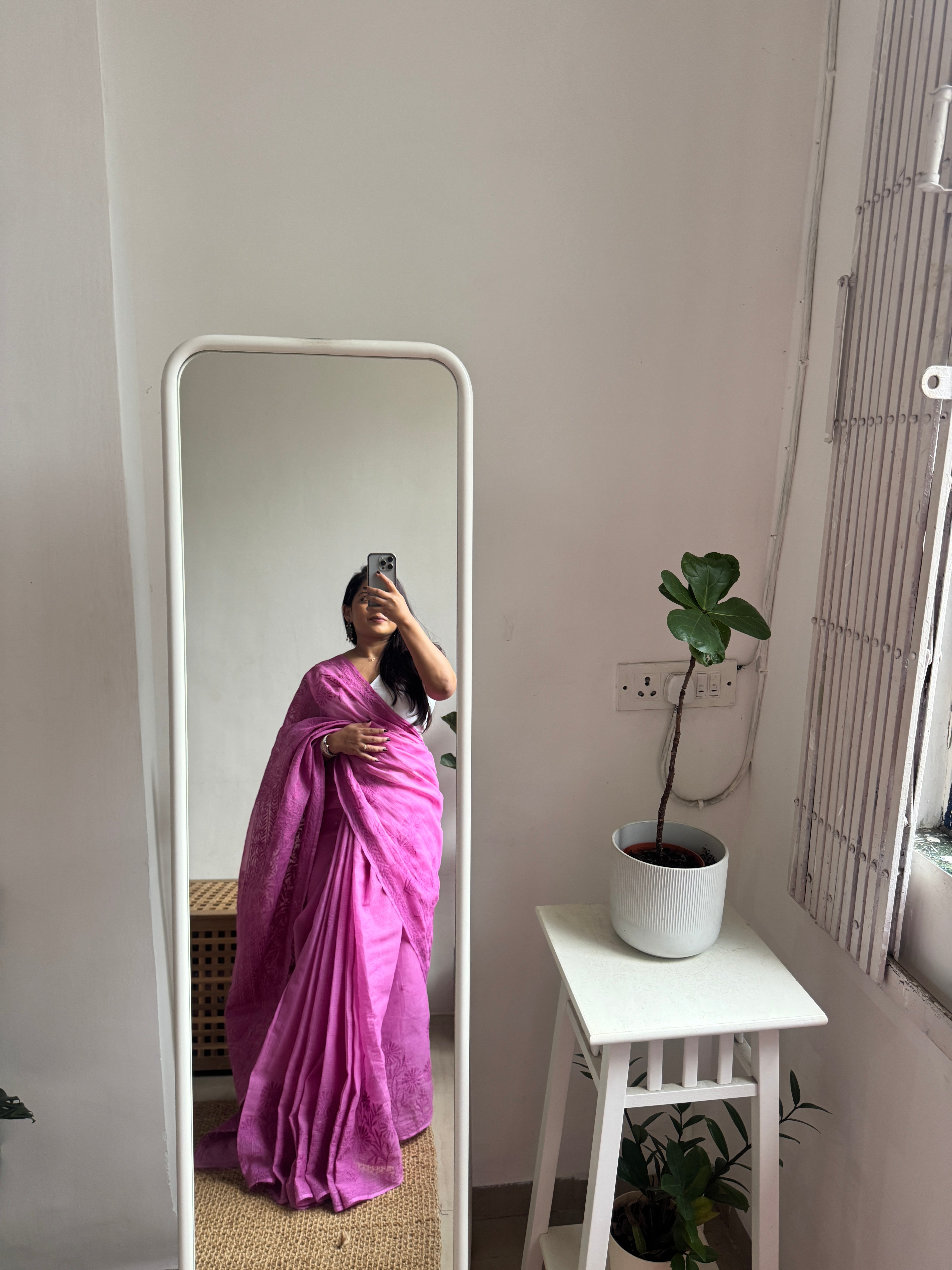 Kota Chikankari saree in Berry Pink ARIAA CHIKANKARI 