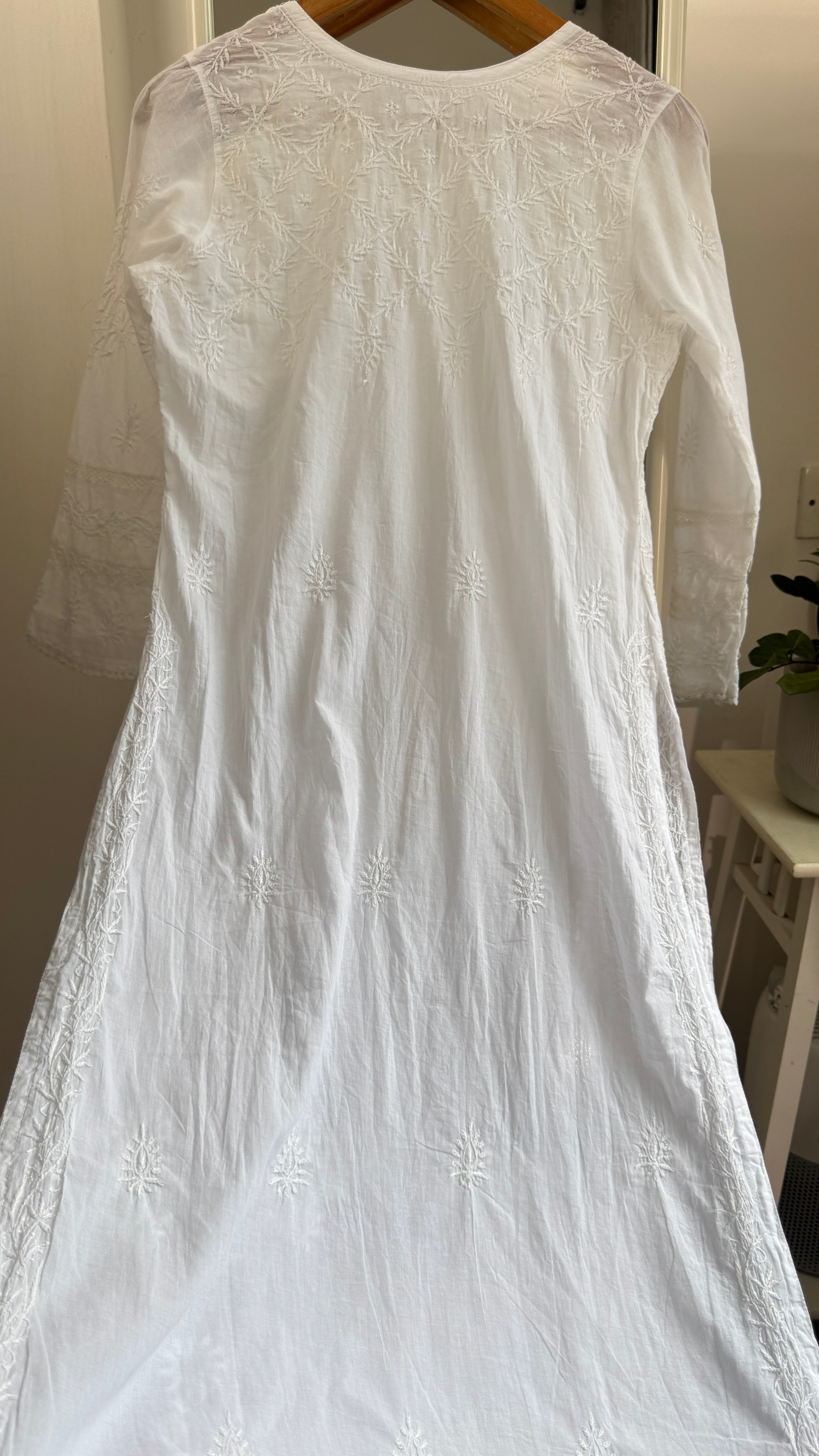 Mul Cotton White Chikankari Kurti - Bela Collection